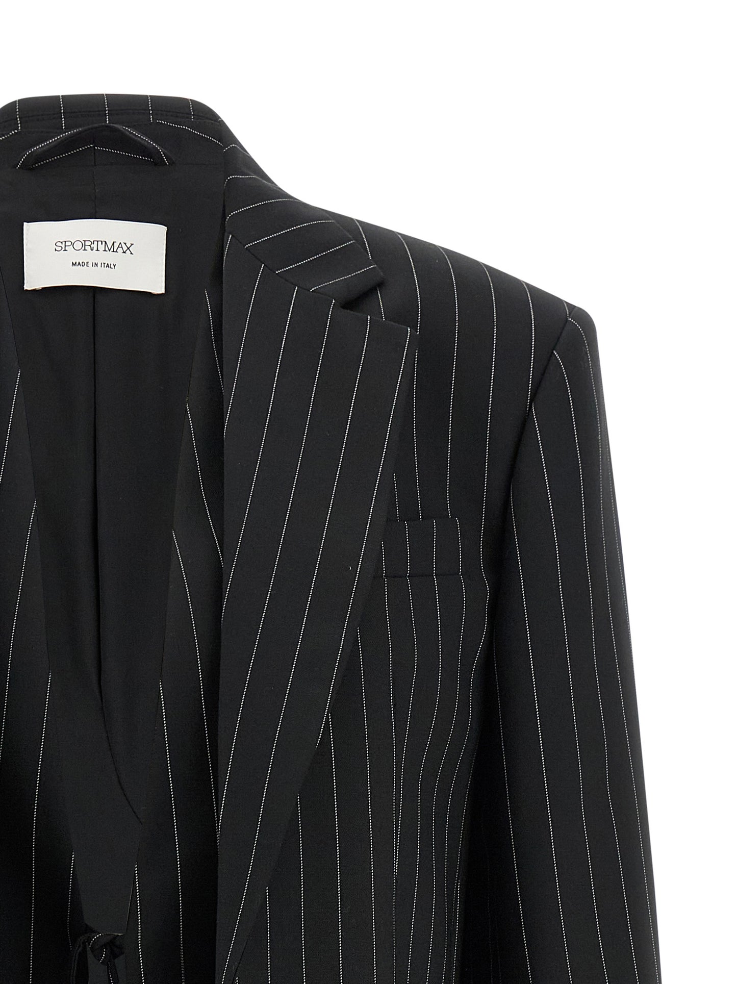 Sportmax Women's Polyester & Wool Blazer - Black Patterned Pinstripe