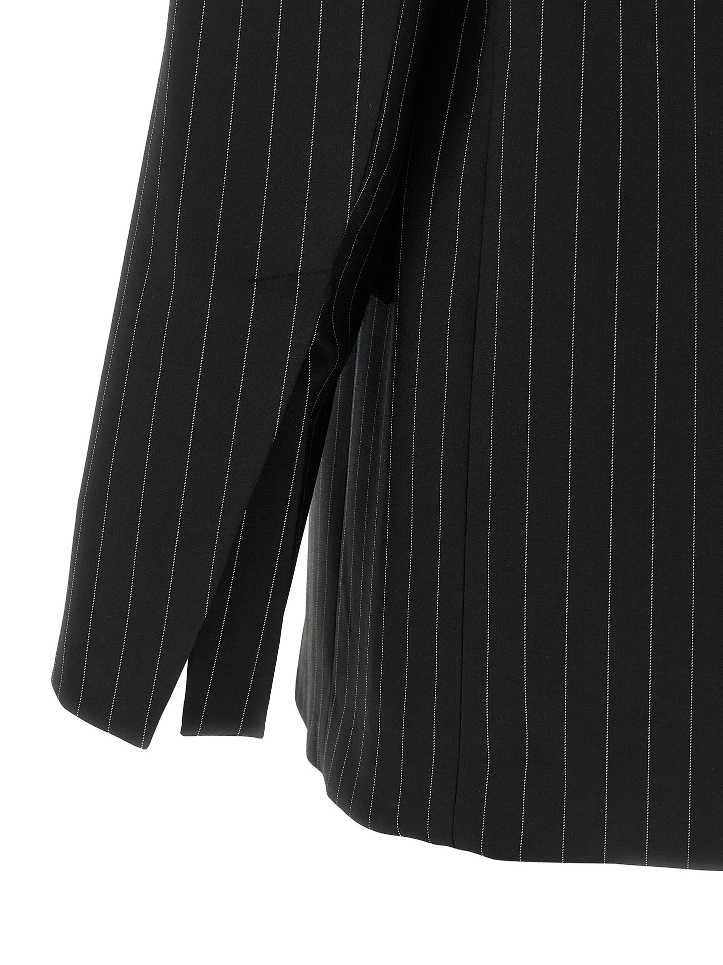 Sportmax Women's Polyester & Wool Blazer - Black Patterned Pinstripe
