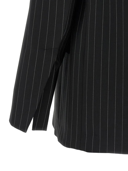 Sportmax Women's Polyester & Wool Blazer - Black Patterned Pinstripe
