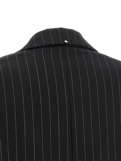 Sportmax Women's Polyester & Wool Blazer - Black Patterned Pinstripe
