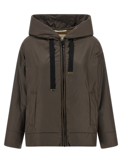 Hooded Windbreaker Jacket by Max Mara for women in polyester canvas brown showcases a modern silhouette, integrating water-resistant, pockets, hooded, insulated & windproof and a modern hooded neckline for a sophisticated finish.