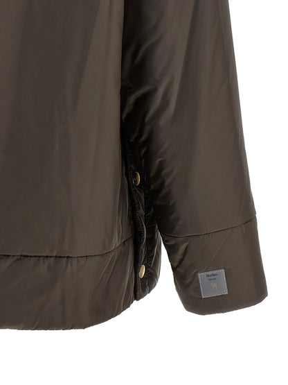 Hooded Windbreaker Jacket by Max Mara for women in polyester canvas brown features an enduring silhouette, showcasing technical water-resistant, pockets, hooded, insulated & windproof and a sophisticated for a truly enduring aesthetic.