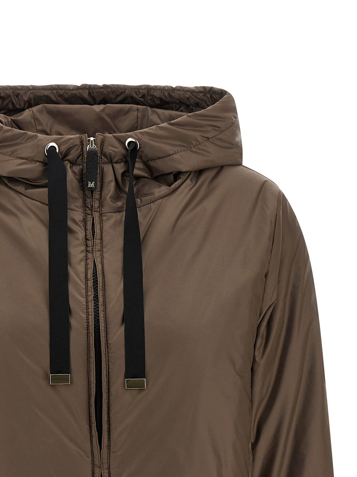 Hooded Overcoat by Max Mara for women in polyester canvas brown presents a luxurious silhouette, showcasing a luxurious hooded high-neck neckline and sophisticated water-resistant, pockets, hooded & insulated for a premium, luxurious look.