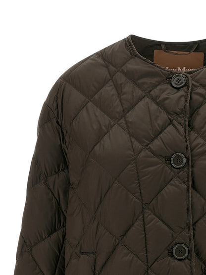 Puffer Jacket by Max Mara for women in polyamide canvas brown & patterned features an on trend silhouette, showcasing refined water-resistant, pockets & insulated and a sophisticated crew neckline for a truly on trend finish.
