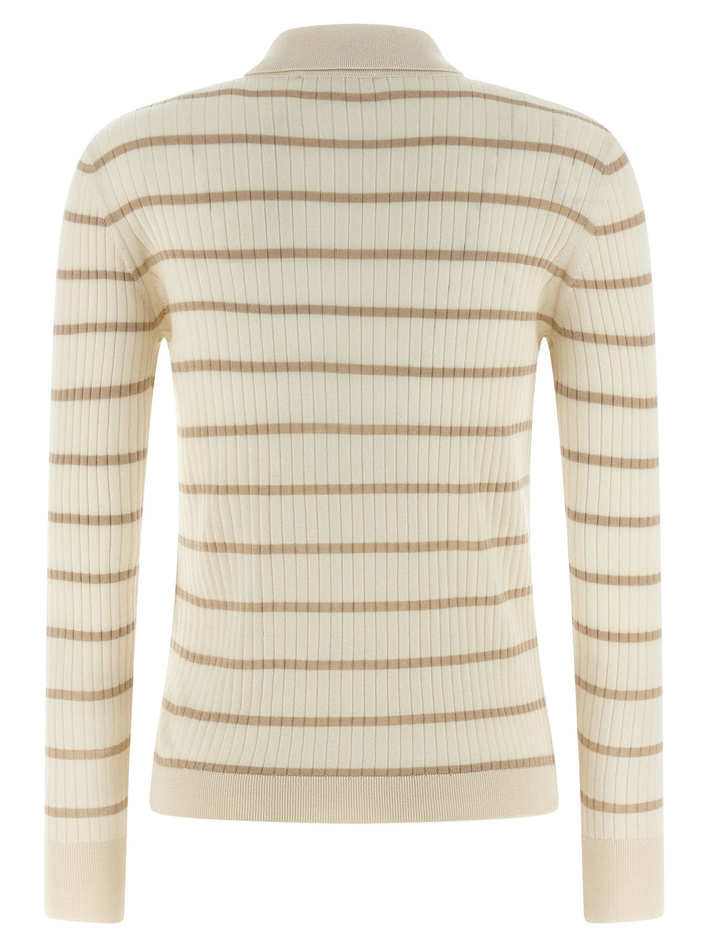 This Polo Shirt by Max Mara for women in cashmere silk beige & patterned presents a flawless silhouette, showcasing flawless detailing and a refined for a truly flawless aesthetic.