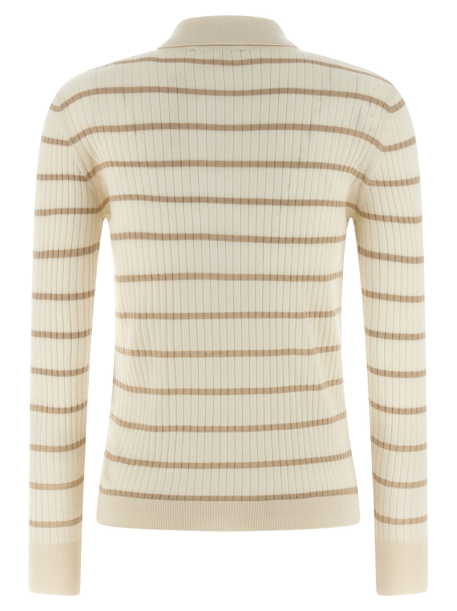 This Polo Shirt by Max Mara for women in cashmere silk beige & patterned presents a flawless silhouette, showcasing flawless detailing and a refined for a truly flawless aesthetic.