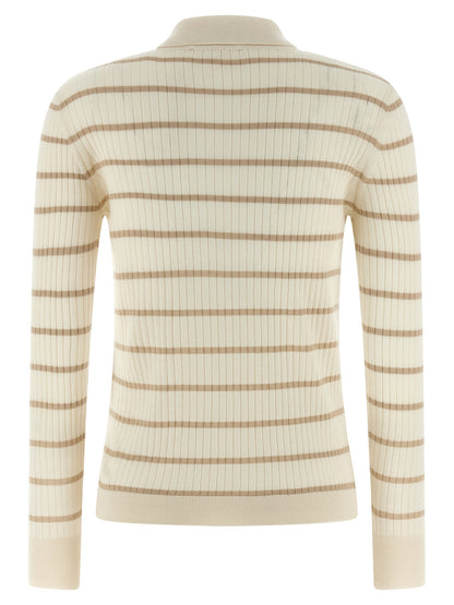 This Polo Shirt by Max Mara for women in cashmere silk beige & patterned presents a flawless silhouette, showcasing flawless detailing and a refined for a truly flawless aesthetic.