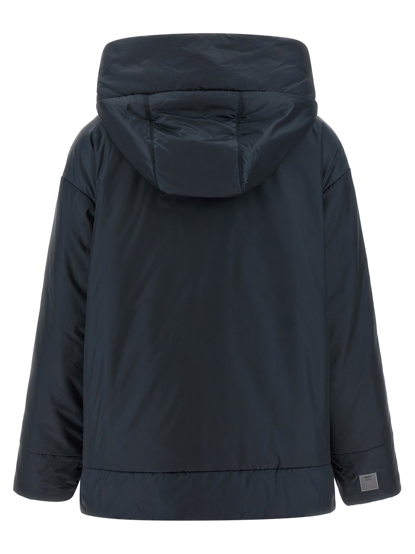 Hooded Windbreaker Jacket by Max Mara for women in polyester blue presents a resilient silhouette, artfully detailed with a sophisticated hooded neckline and functional water-resistant, pockets, hooded, insulated & windproof for a resilient finish.