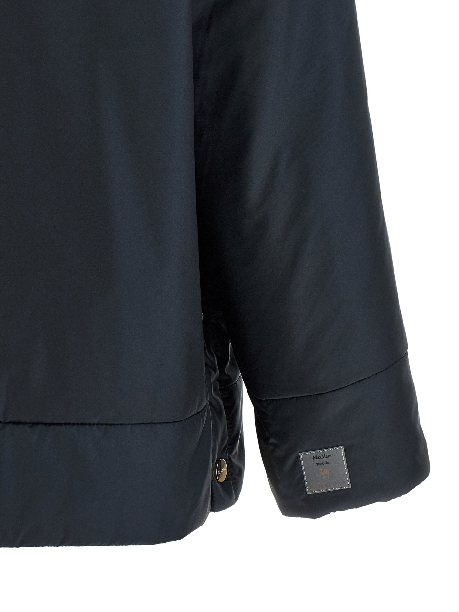 Hooded Windbreaker Jacket by Max Mara for women in polyester blue features an stylish silhouette, showcasing a sophisticated and performance-driven water-resistant, pockets, hooded, insulated & windproof for a premium, stylish look.