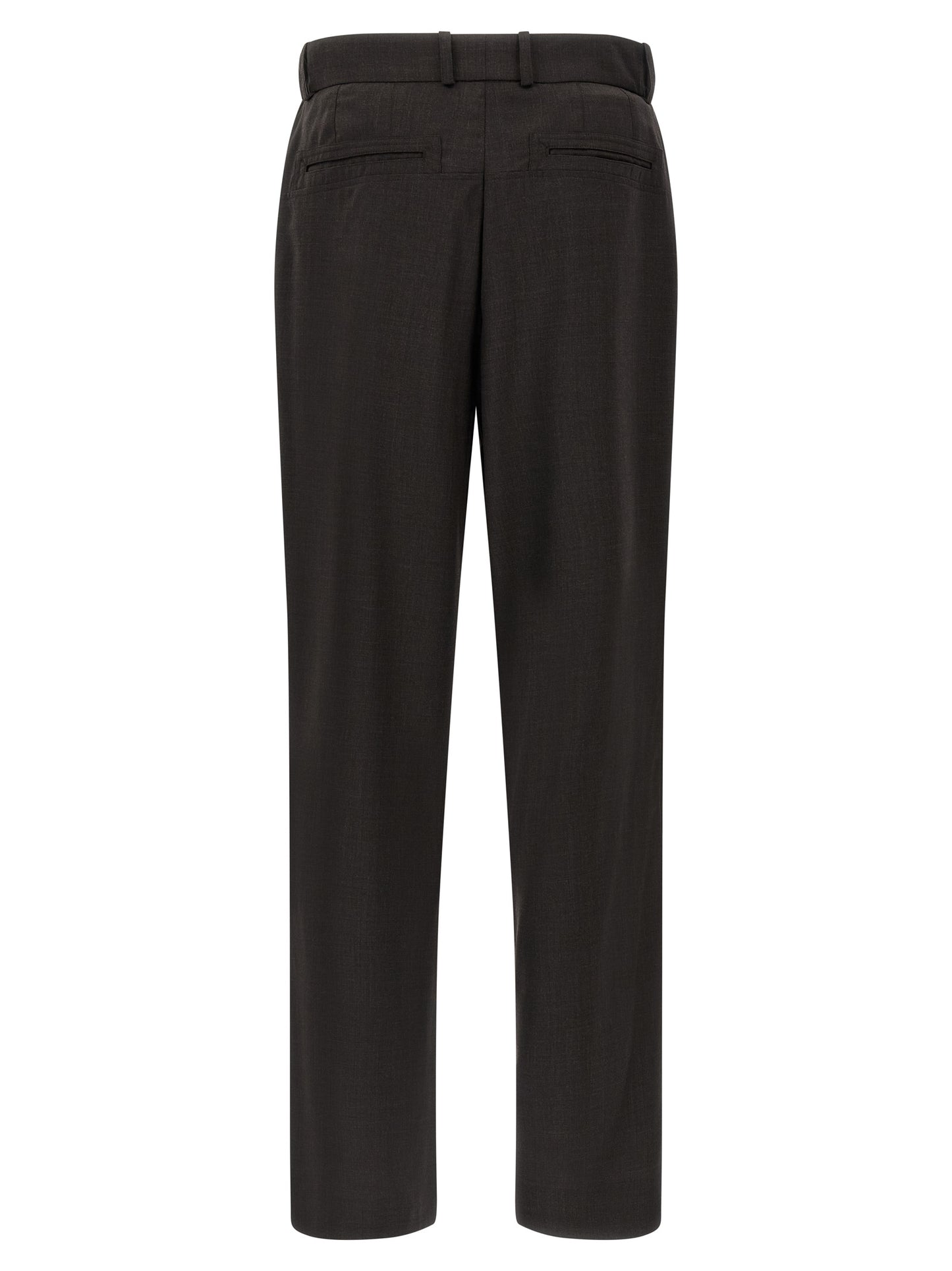 Trousers by Kiko Kostadinov for men in virgin wool brown features a artisanal silhouette, showcasing a sophisticated straight & wide with a long and for a artisanal finish.