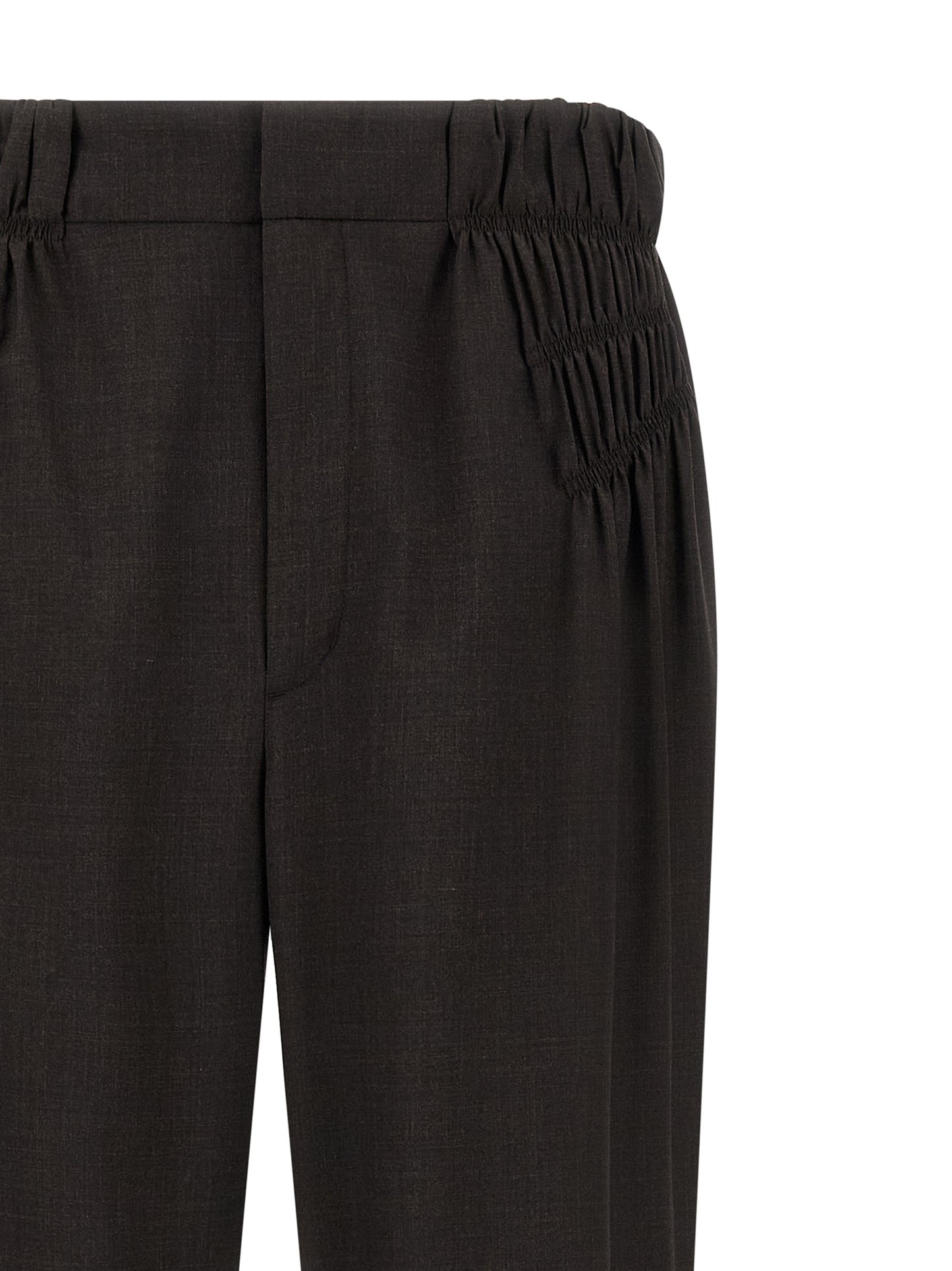 Trousers by Kiko Kostadinov for men in virgin wool brown features an sartorial silhouette, showcasing a precise straight & wide and long with a sartorial for a refined look.