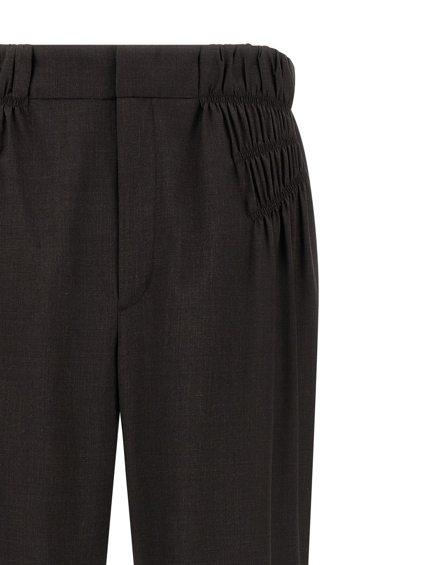 Trousers by Kiko Kostadinov for men in virgin wool brown features an sartorial silhouette, showcasing a precise straight & wide and long with a sartorial for a refined look.