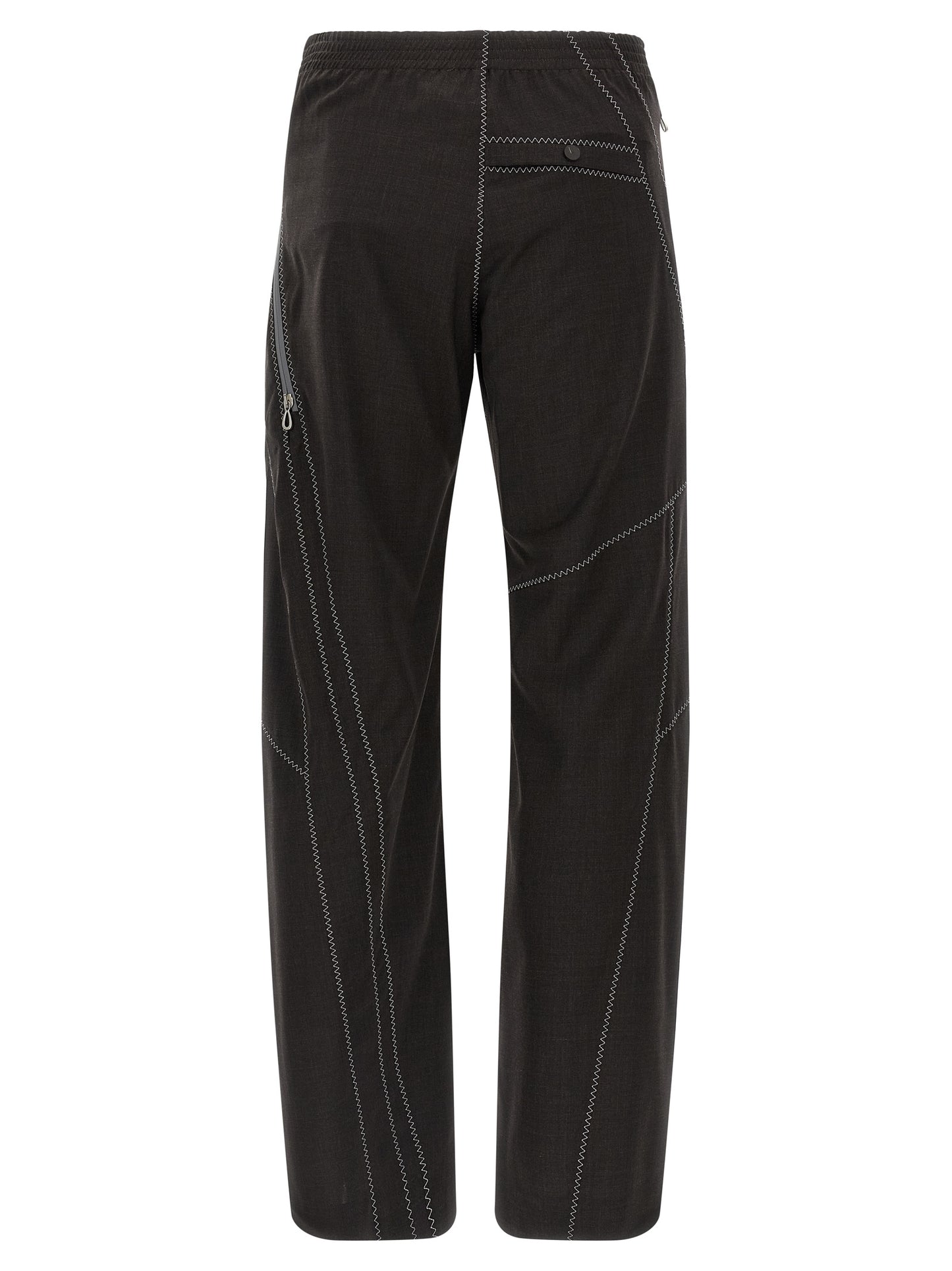 Trousers by Kiko Kostadinov for men in virgin wool brown presents a perennial silhouette, meticulously tailored with a straight-leg cut, long finish, and an elegant .