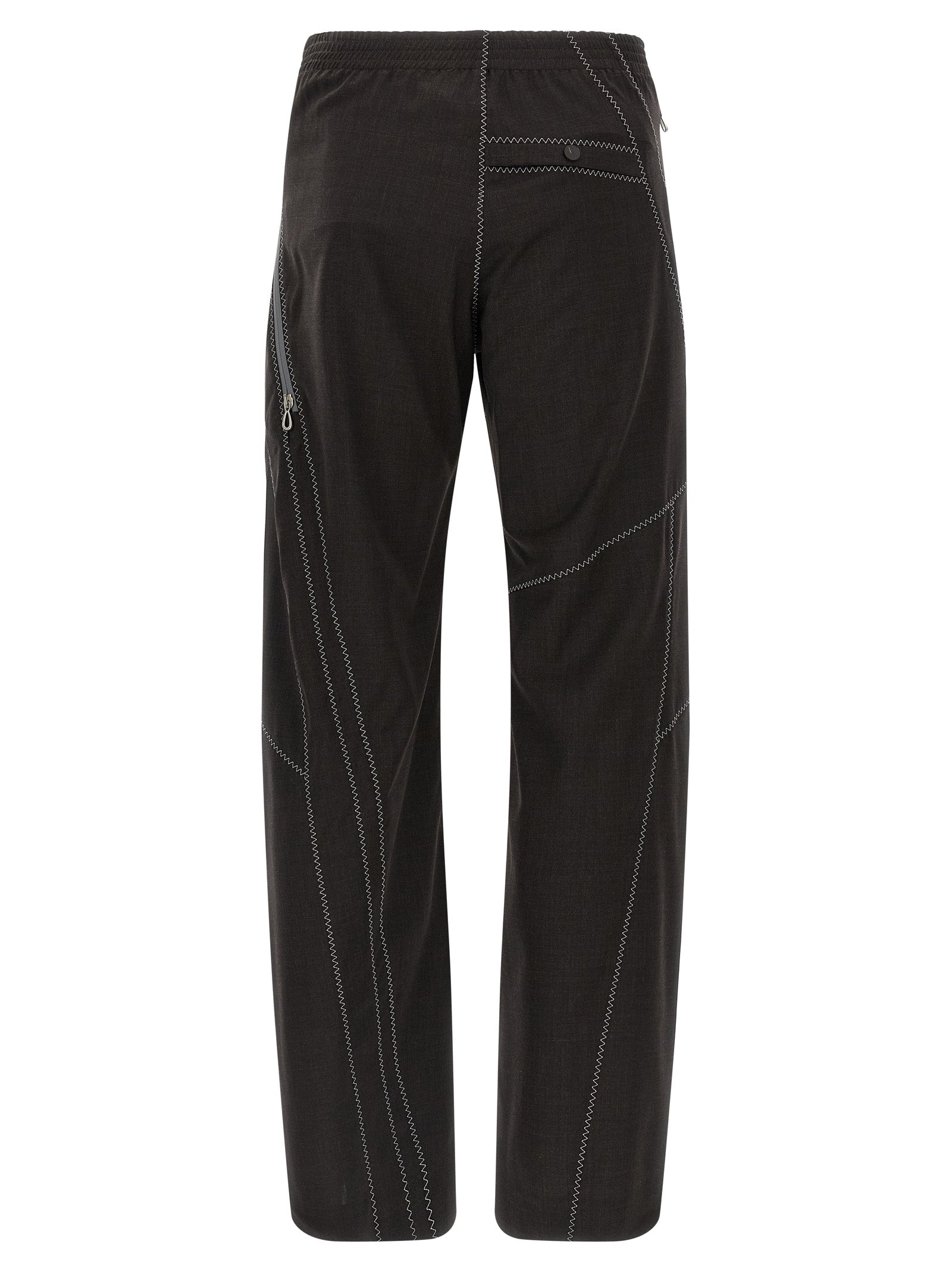 Trousers by Kiko Kostadinov for men in virgin wool brown presents a perennial silhouette, meticulously tailored with a straight-leg cut, long finish, and an elegant .