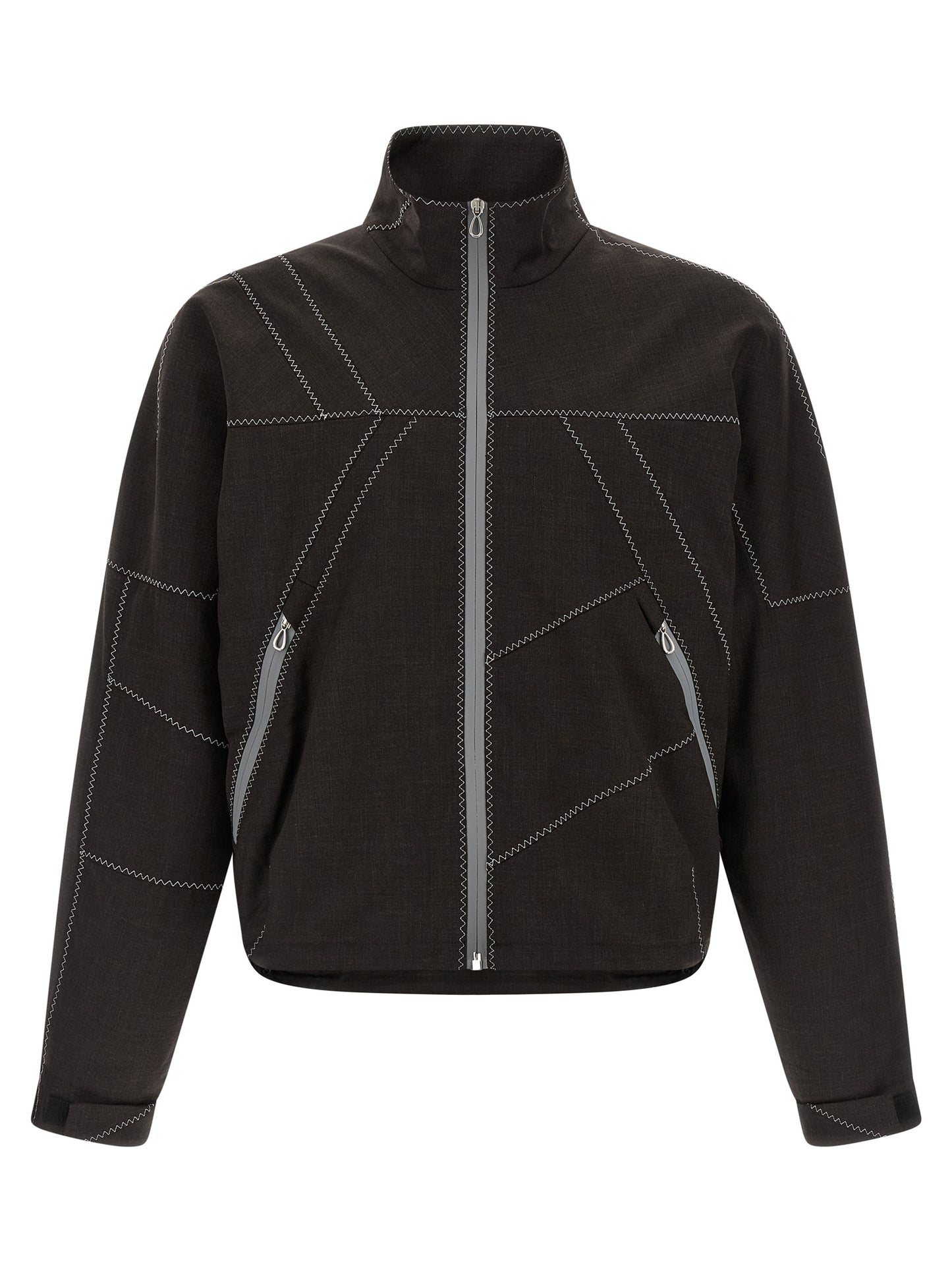 Overcoat by Kiko Kostadinov for men in virgin wool brown features a contemporary silhouette showcasing a contemporary high-neck neckline and refined pockets for a sophisticated finish.