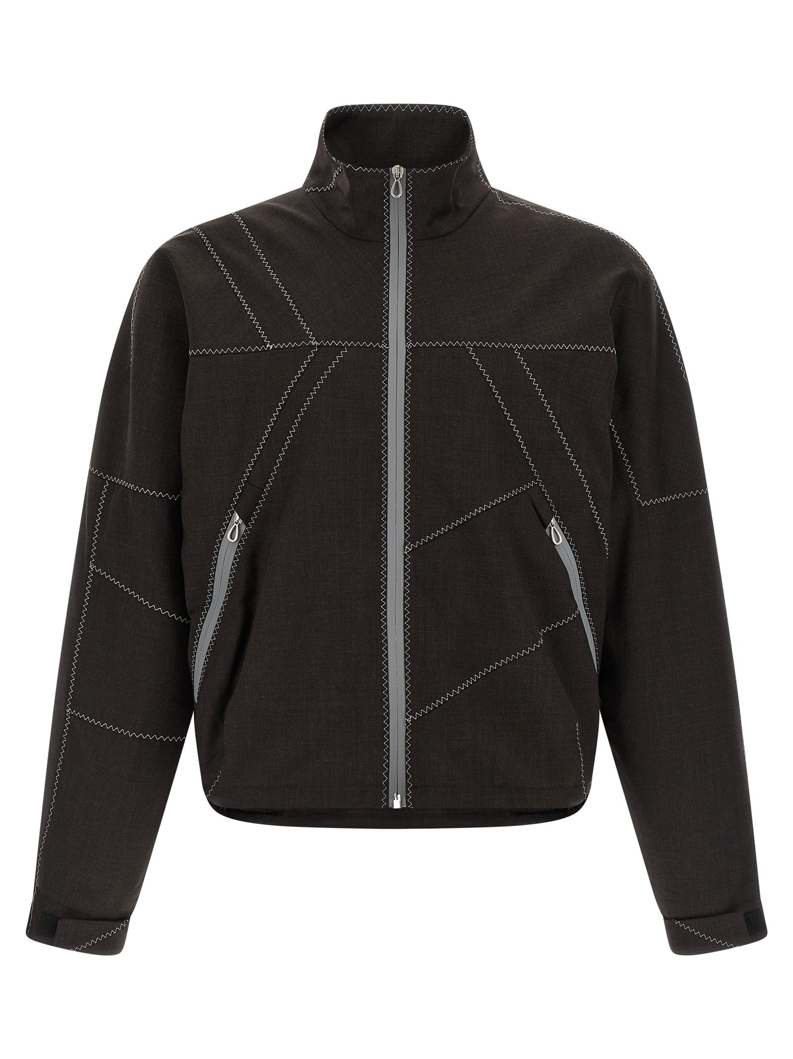 Overcoat by Kiko Kostadinov for men in virgin wool brown features a contemporary silhouette showcasing a contemporary high-neck neckline and refined pockets for a sophisticated finish.