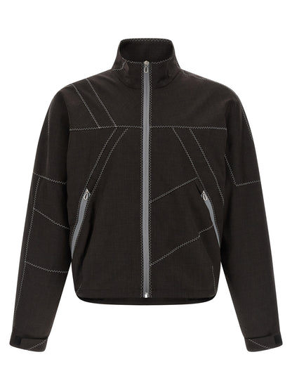 Overcoat by Kiko Kostadinov for men in virgin wool brown features a contemporary silhouette showcasing a contemporary high-neck neckline and refined pockets for a sophisticated finish.