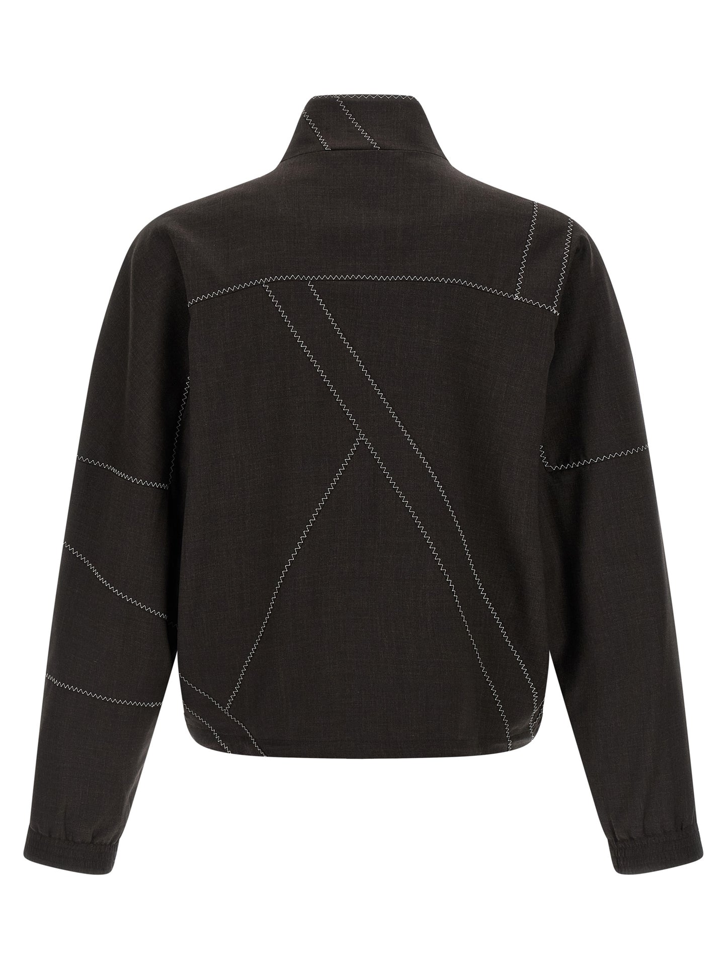 Overcoat by Kiko Kostadinov for men in virgin wool brown showcases a enveloping silhouette, detailed with distinctive pockets and a enveloping high-neck neckline.