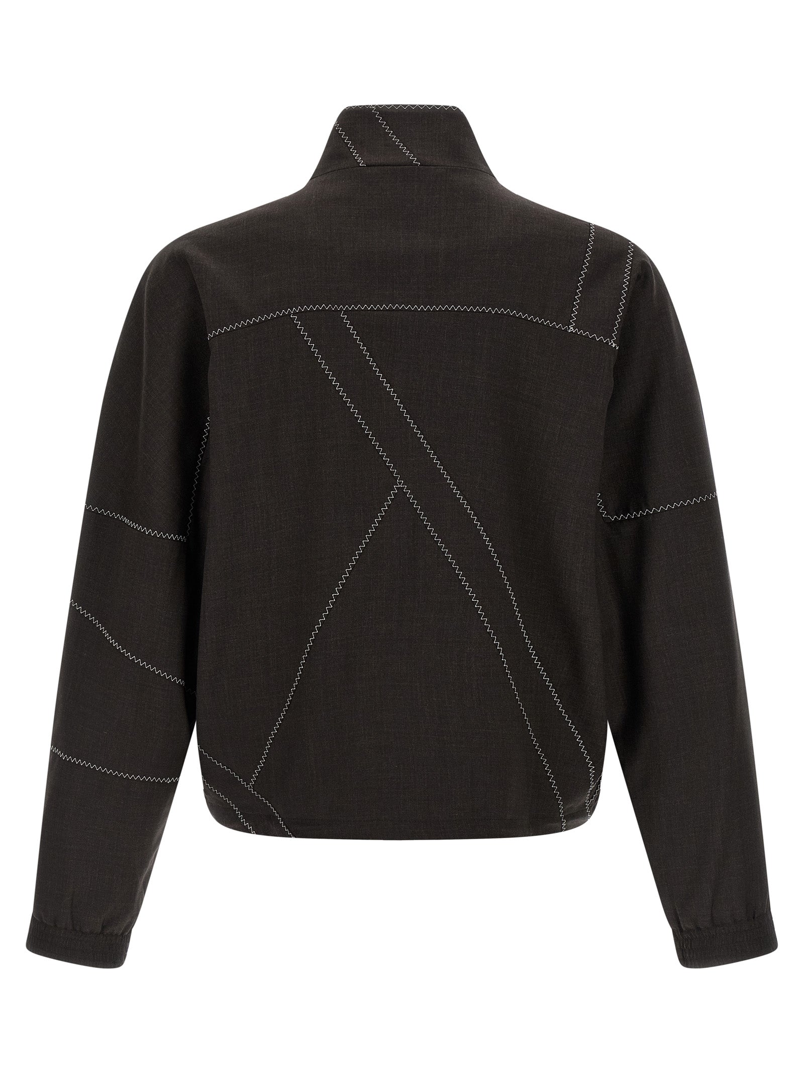 Overcoat by Kiko Kostadinov for men in virgin wool brown showcases a enveloping silhouette, detailed with distinctive pockets and a enveloping high-neck neckline.