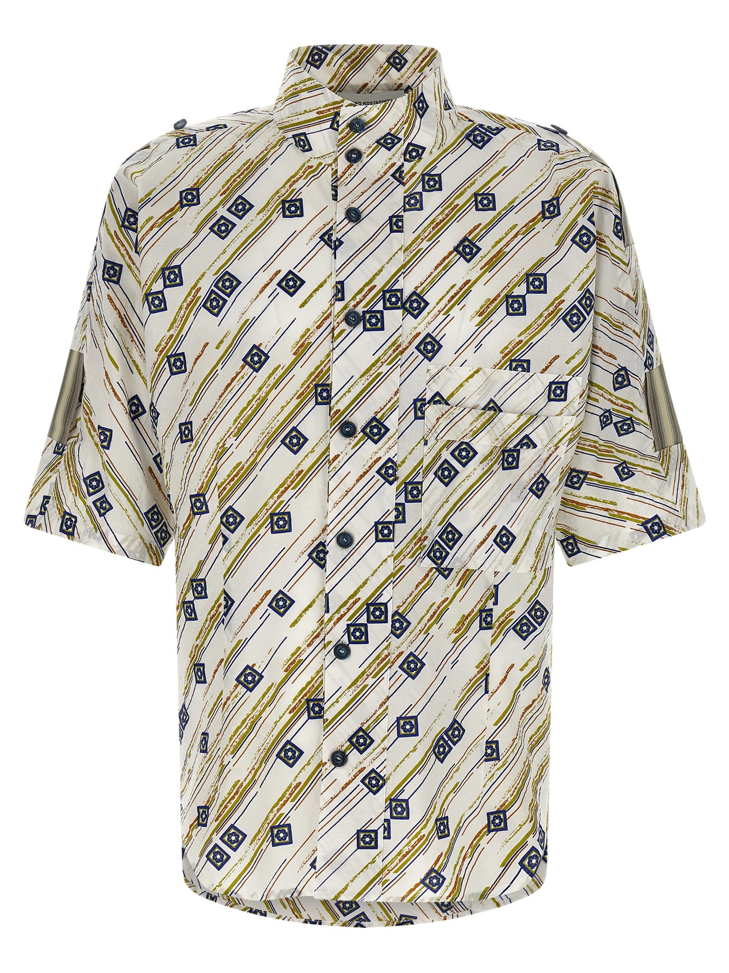 Shirt by Kiko Kostadinov for men in cotton multicolor features an architectural silhouette with a refined and elegant for a architectural look.