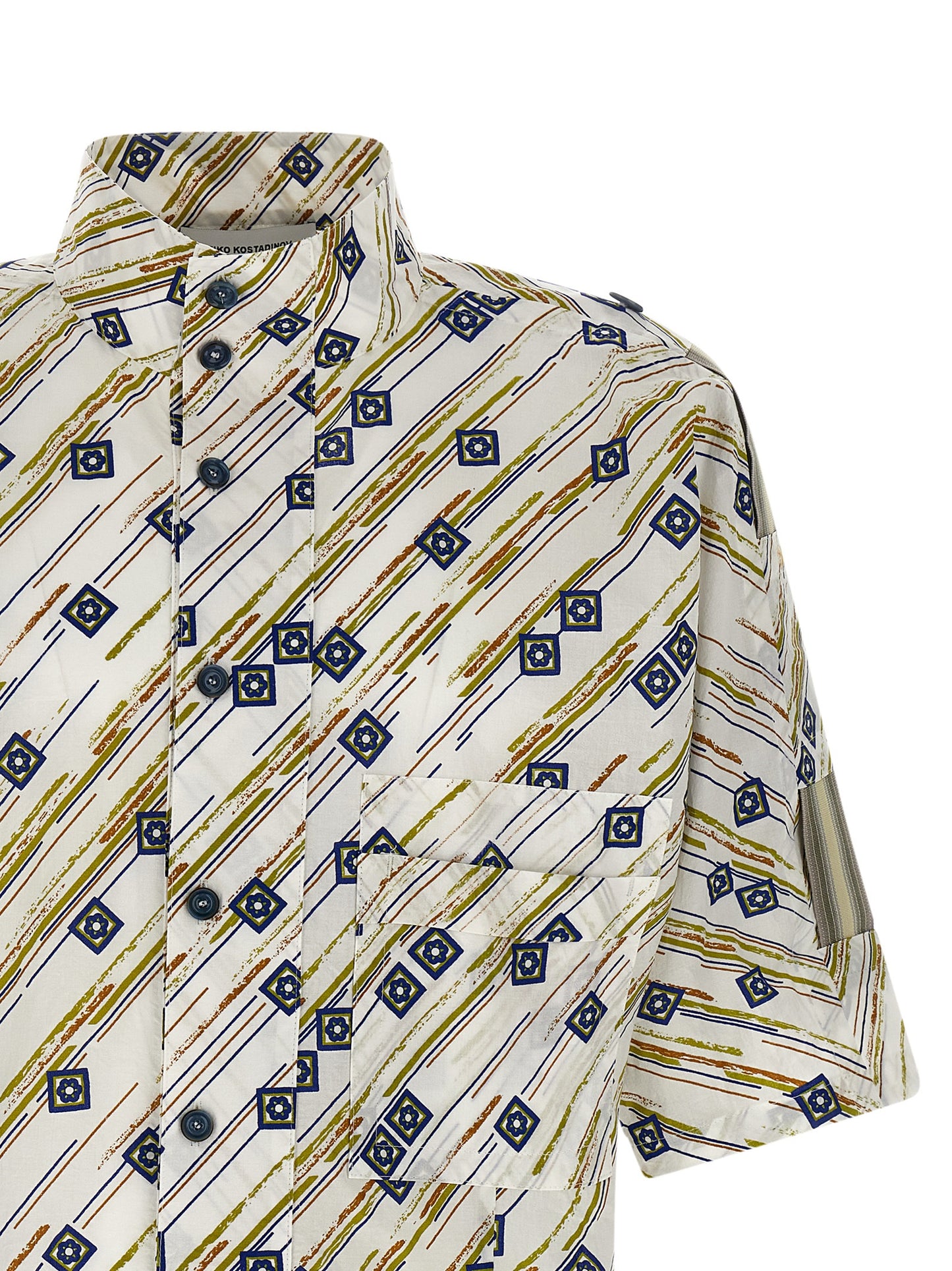 Shirt by Kiko Kostadinov for men in cotton multicolor showcases a sharp silhouette, elegantly detailed with a sharp and sharp .