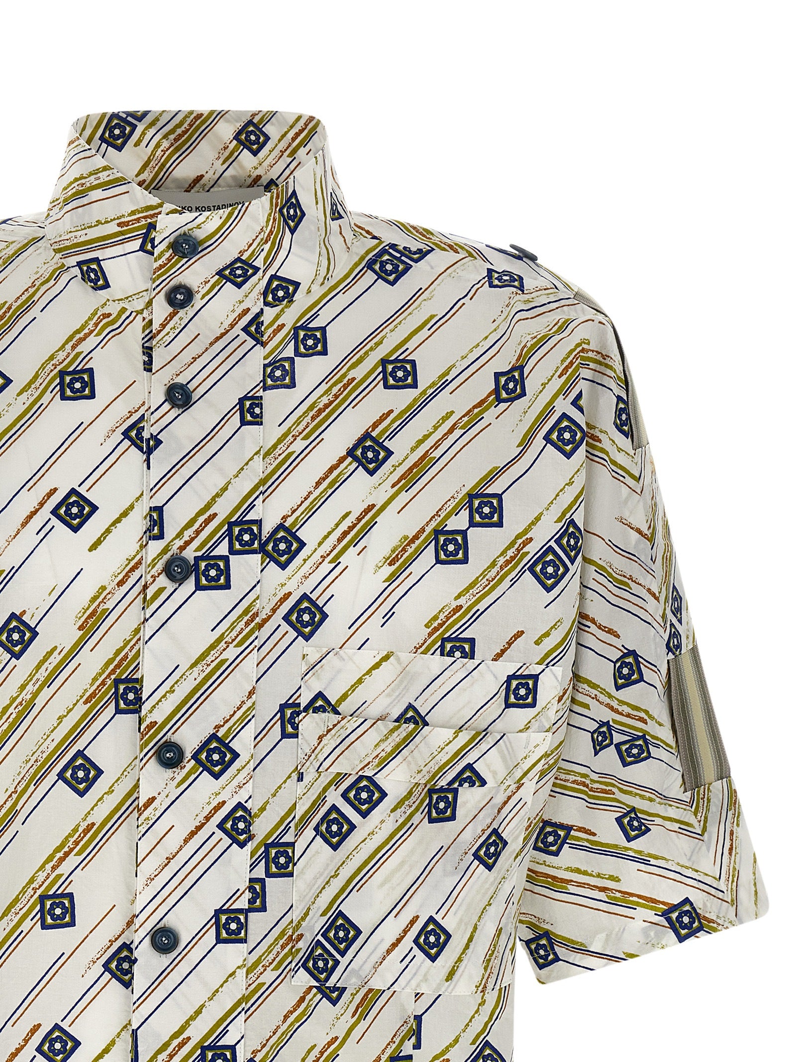 Shirt by Kiko Kostadinov for men in cotton multicolor showcases a sharp silhouette, elegantly detailed with a sharp and sharp .