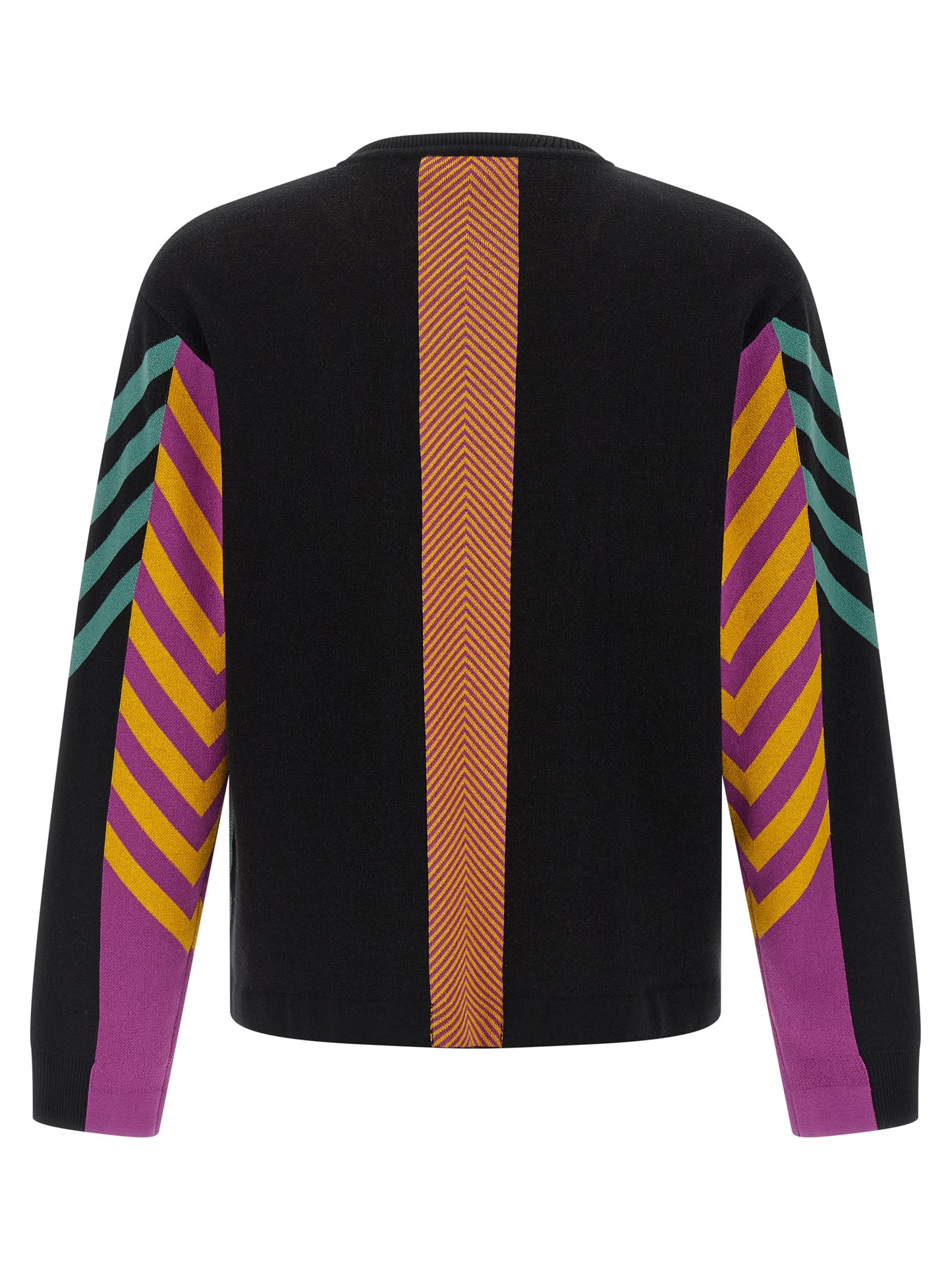 Cardigan by Kiko Kostadinov for men in cotton multicolor, chevron, jacquard & striped presents a textural silhouette, artfully finished with a textural crew neckline and for a sophisticated, textural look.