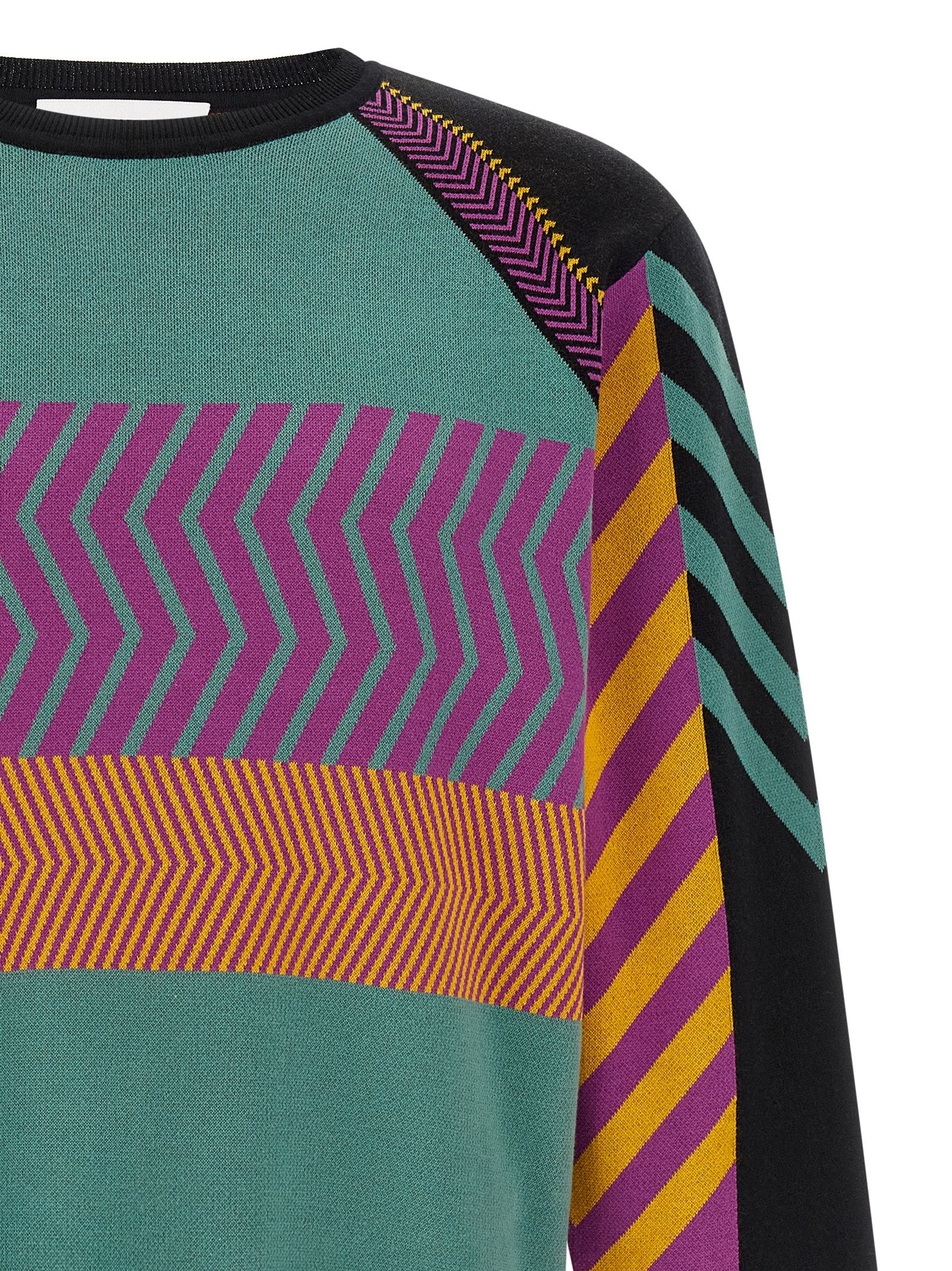 Cardigan by Kiko Kostadinov for men in cotton multicolor, chevron, jacquard & striped showcases a captivating silhouette, artfully detailed with a captivating and crew neckline for a truly sophisticated captivating look.