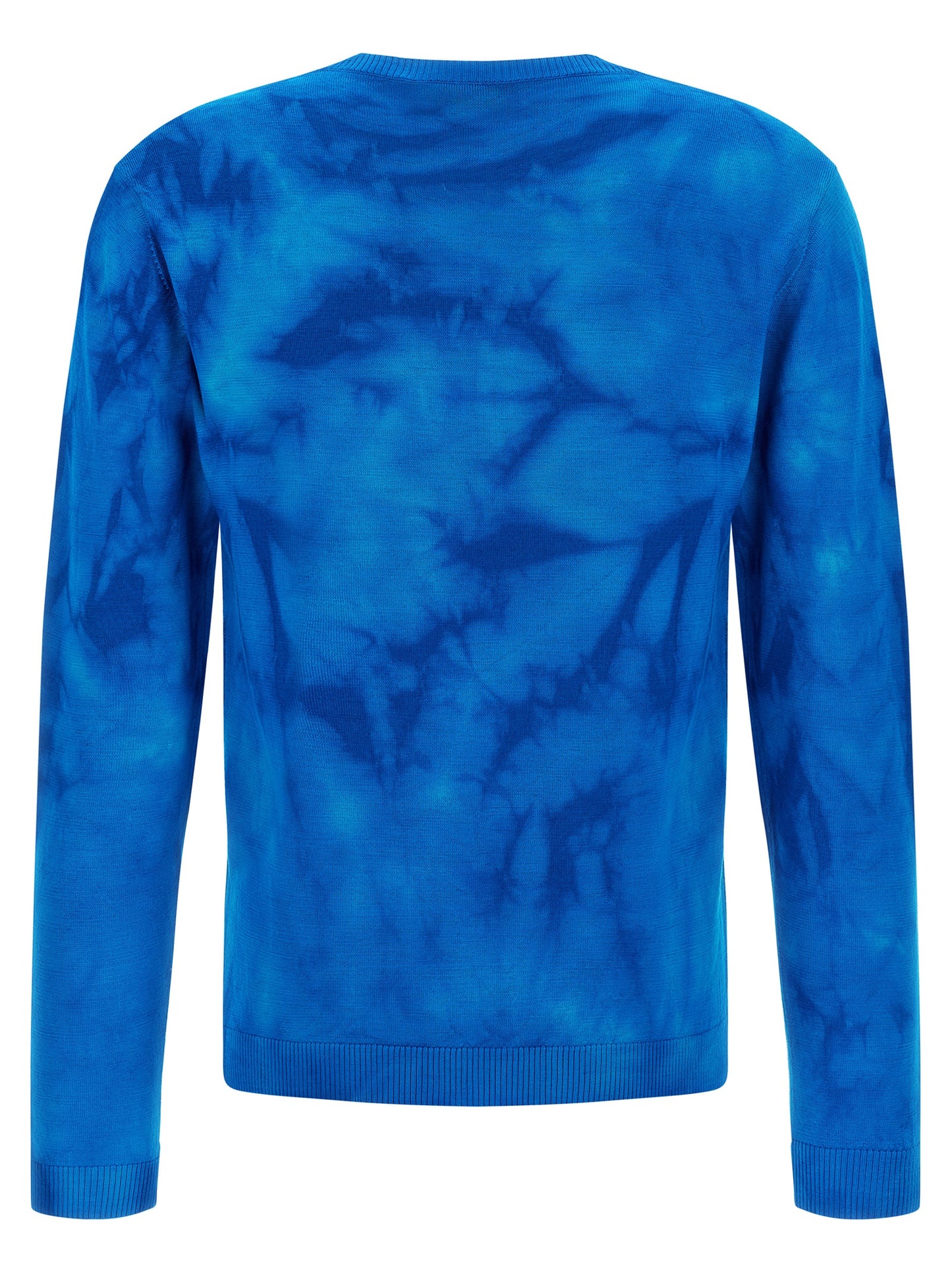 Cardigan by Kiko Kostadinov for men in wool blue, patterned, tie-dye, jacquard & print showcases a captivating silhouette, artfully detailed with a captivating and v-neck neckline for a truly sophisticated captivating look.