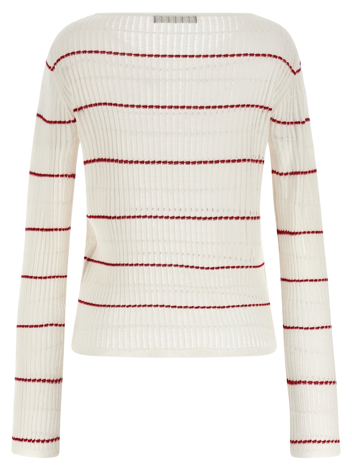 Cardigan by Max Mara for women in wool & silk white & patterned features a dramatic silhouette, showcasing a sophisticated boat neckline and dramatic detail for a timeless, premium look.