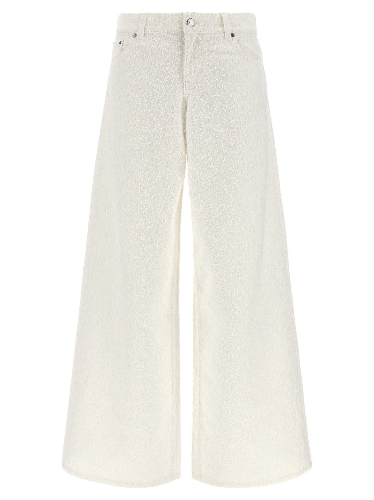 Jeans by Stella McCartney for women in denim cotton white & patterned features a polished silhouette with a polished wide, reaching a polished long and finished with a polished .