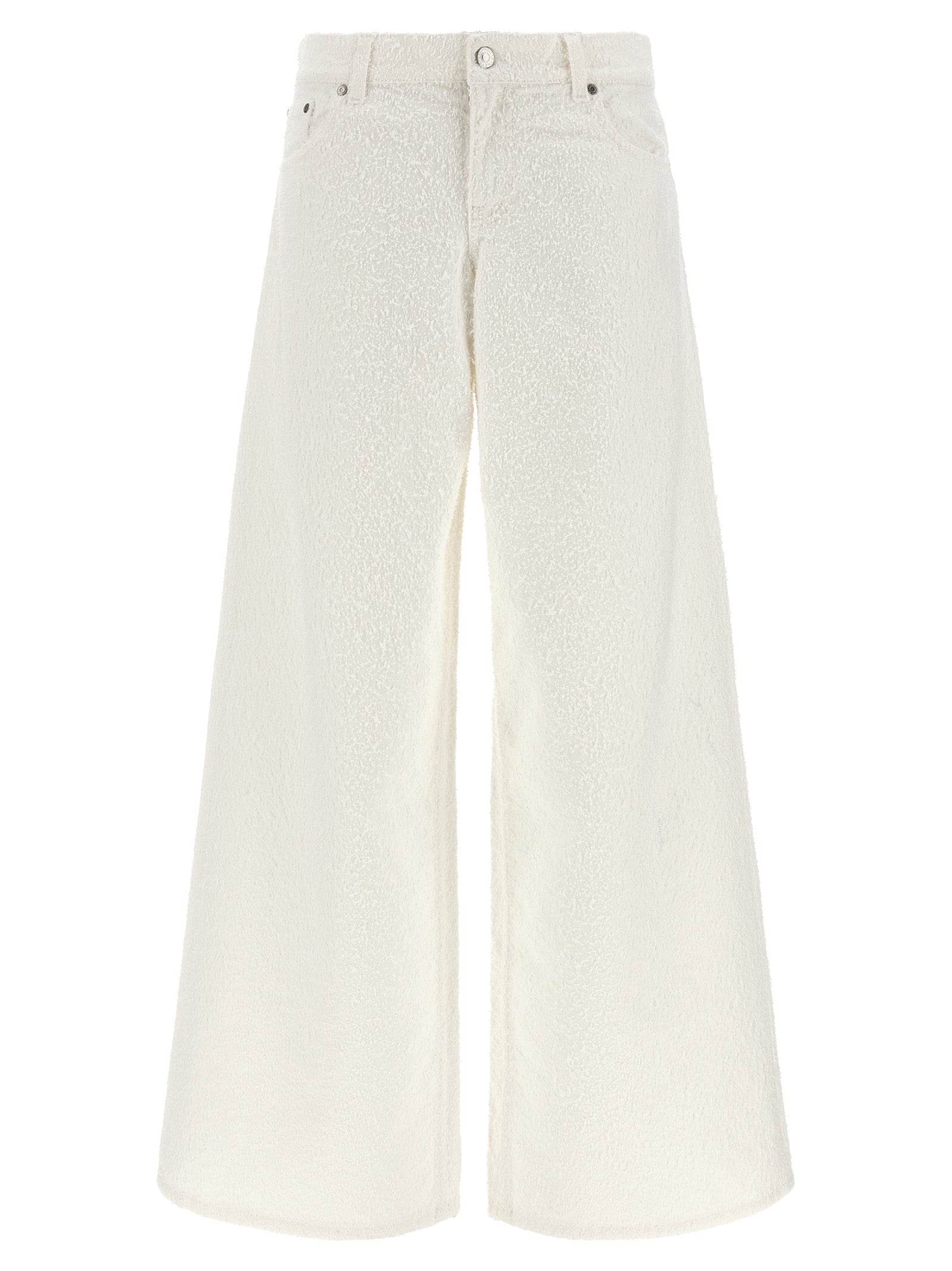 Jeans by Stella McCartney for women in denim cotton white & patterned features a polished silhouette with a polished wide, reaching a polished long and finished with a polished .