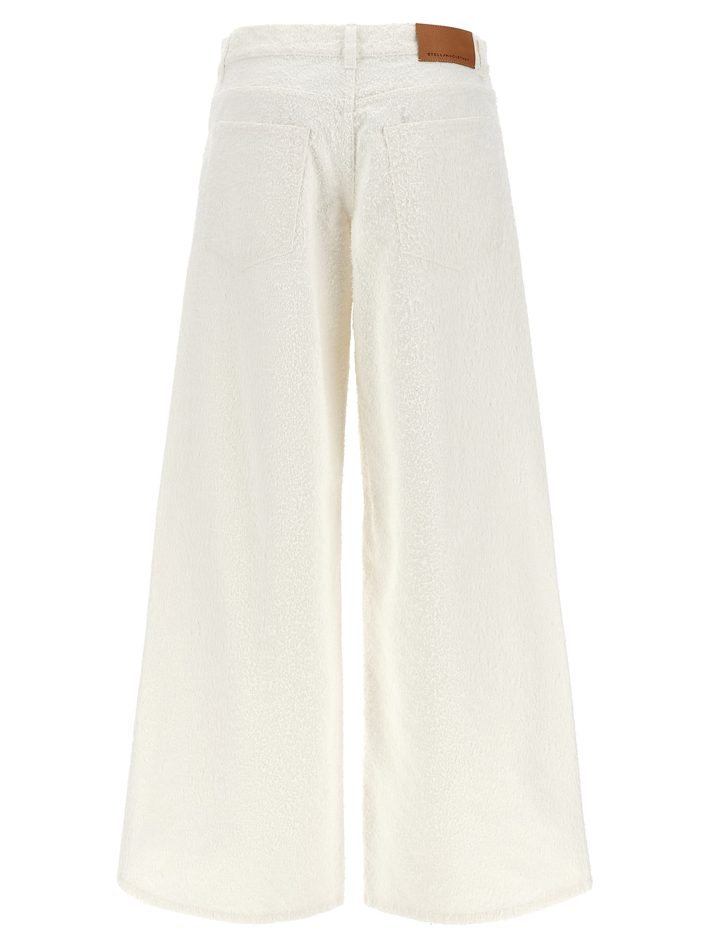 Jeans by Stella McCartney for women in denim cotton white & patterned presents a refined pantology silhouette, artfully defined by a refined pantology wide, long, and a sophisticated .