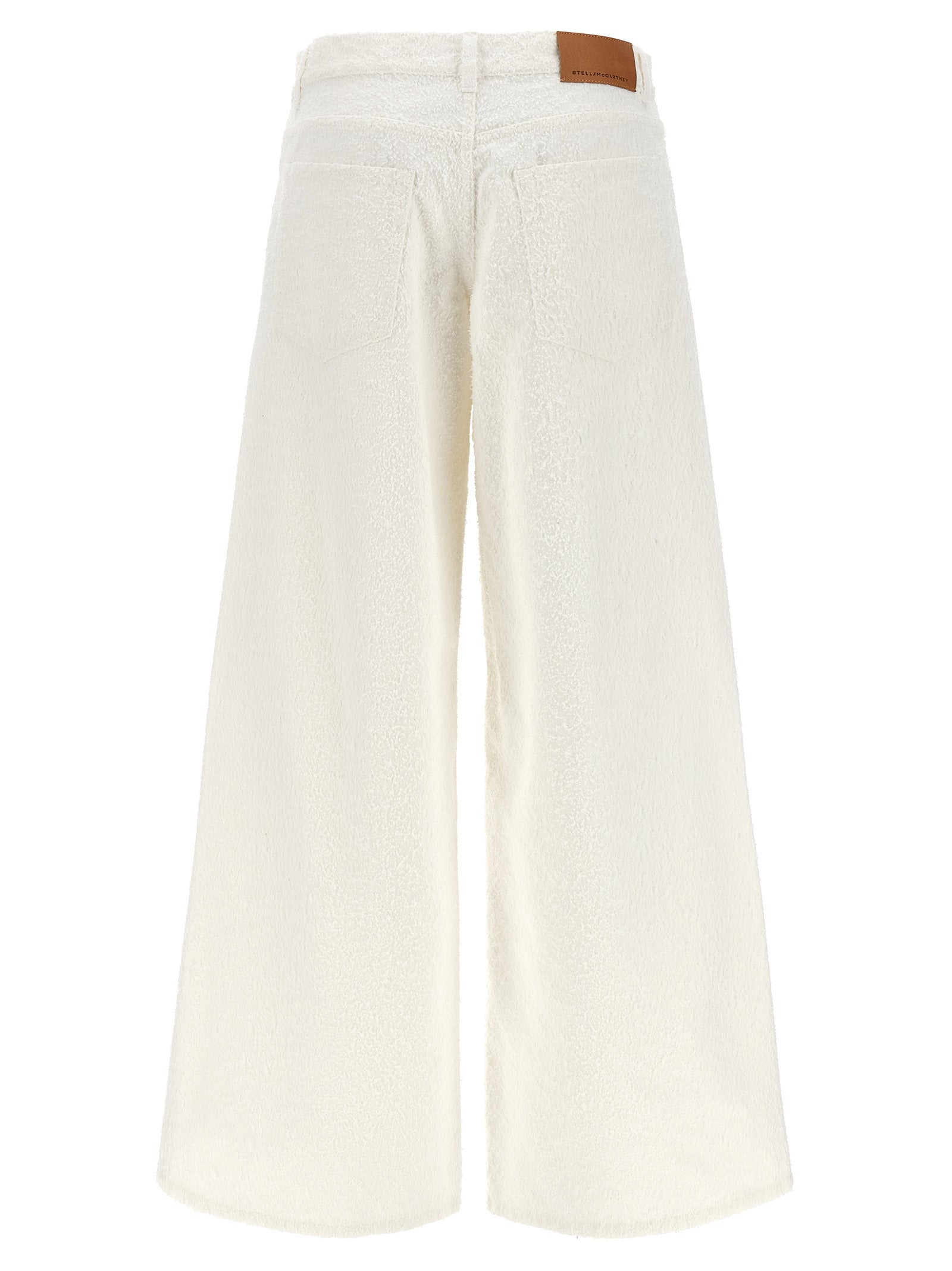 Jeans by Stella McCartney for women in denim cotton white & patterned presents a refined pantology silhouette, artfully defined by a refined pantology wide, long, and a sophisticated .