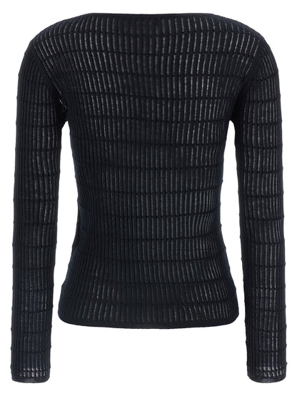 Cardigan by Max Mara for women in wool & silk blue features an crisp silhouette, showcasing a sophisticated boat neckline and detail for a truly crisp finish.