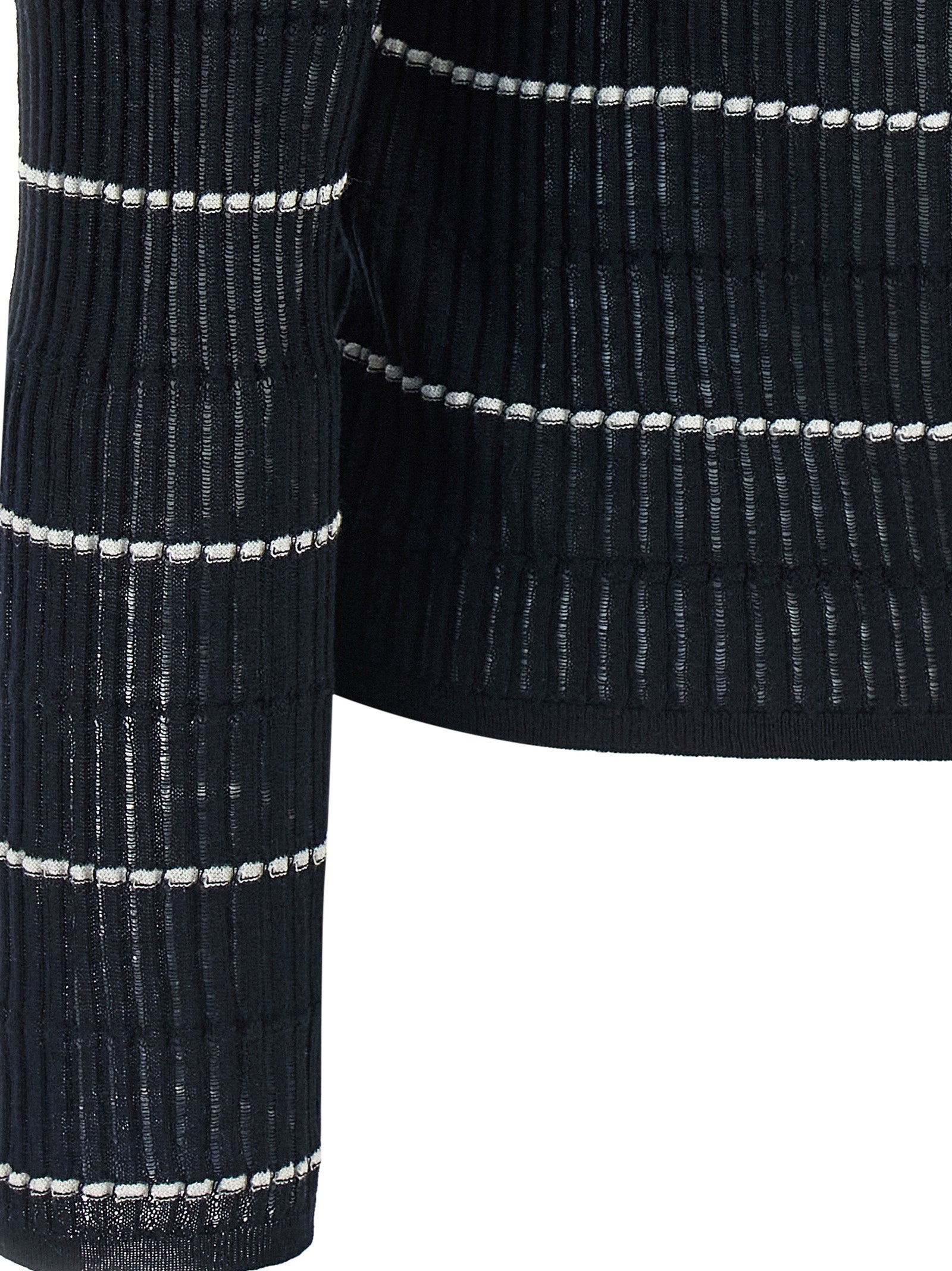 Cardigan by Max Mara for women in wool & silk blue & striped features an impeccable silhouette, showcasing a sophisticated and detail for a truly impeccable finish.