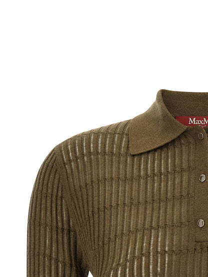 Polo Shirt by Max Mara for women in wool & silk bicolour & green presents a distinguished silhouette, showcasing a sophisticated and distinguished for a truly distinguished finish.