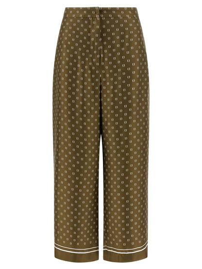 Casual Pants by Max Mara for women in silk twill bicolour, green & print presents a refined pantology silhouette, artfully defined by a refined pantology straight-leg, wide & cropped, cropped, and a sophisticated .