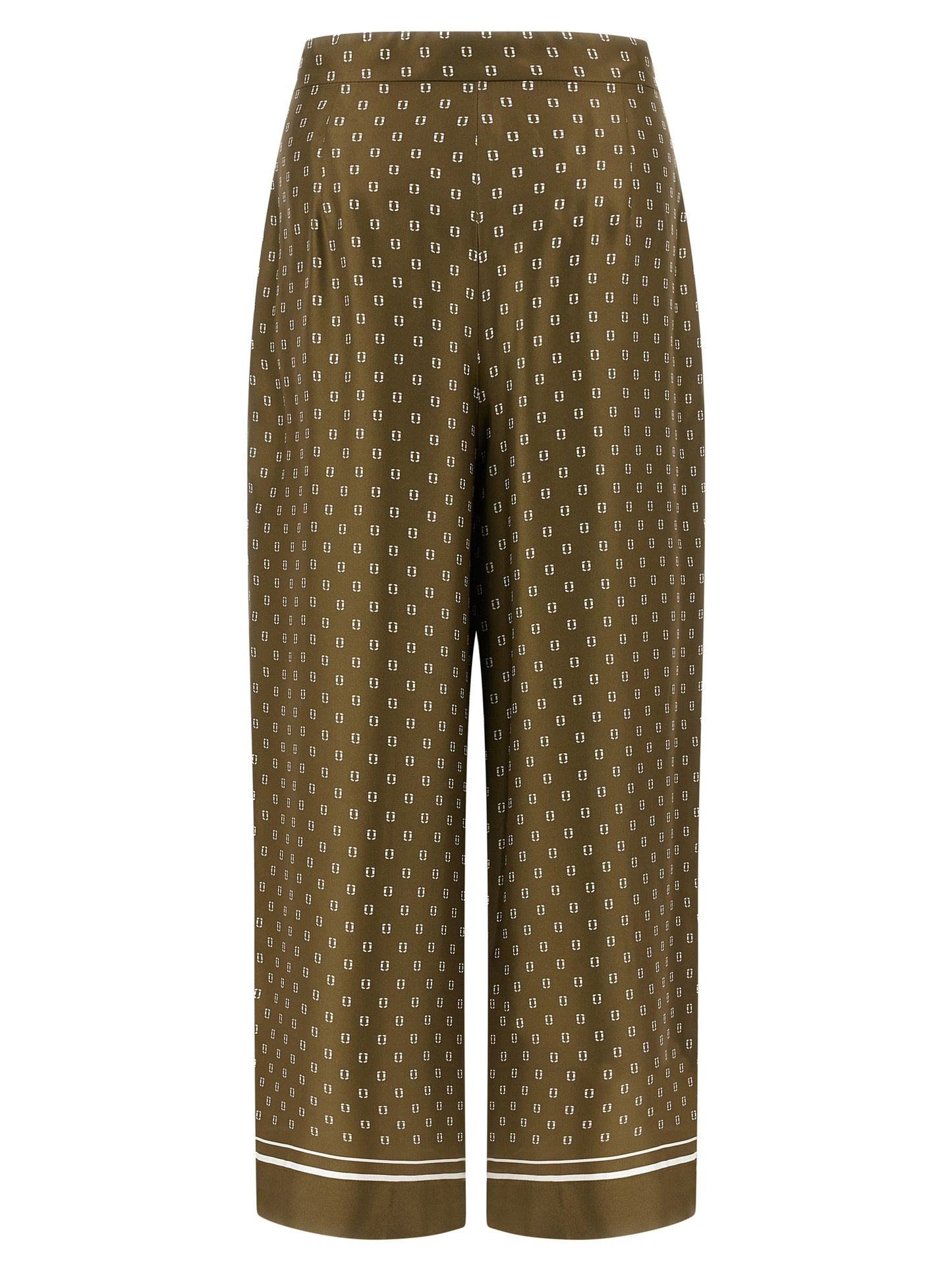 Casual Pants by Max Mara for women in silk twill bicolour, green & print features an refined tailoring silhouette, showcasing a premium straight-leg, wide & cropped with a and cropped cut for a refined tailoring look.
