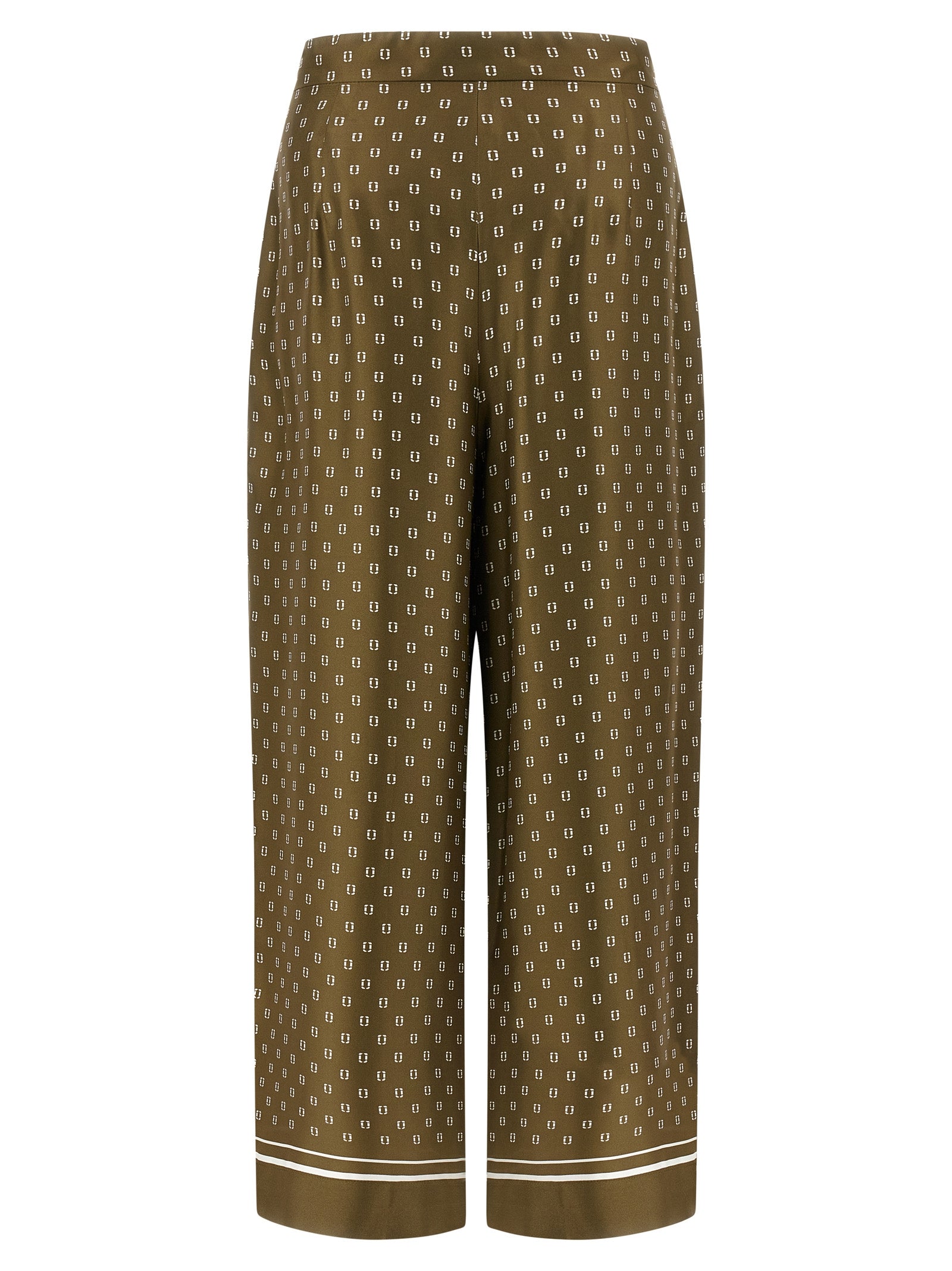 Casual Pants by Max Mara for women in silk twill bicolour, green & print features an refined tailoring silhouette, showcasing a premium straight-leg, wide & cropped with a and cropped cut for a refined tailoring look.