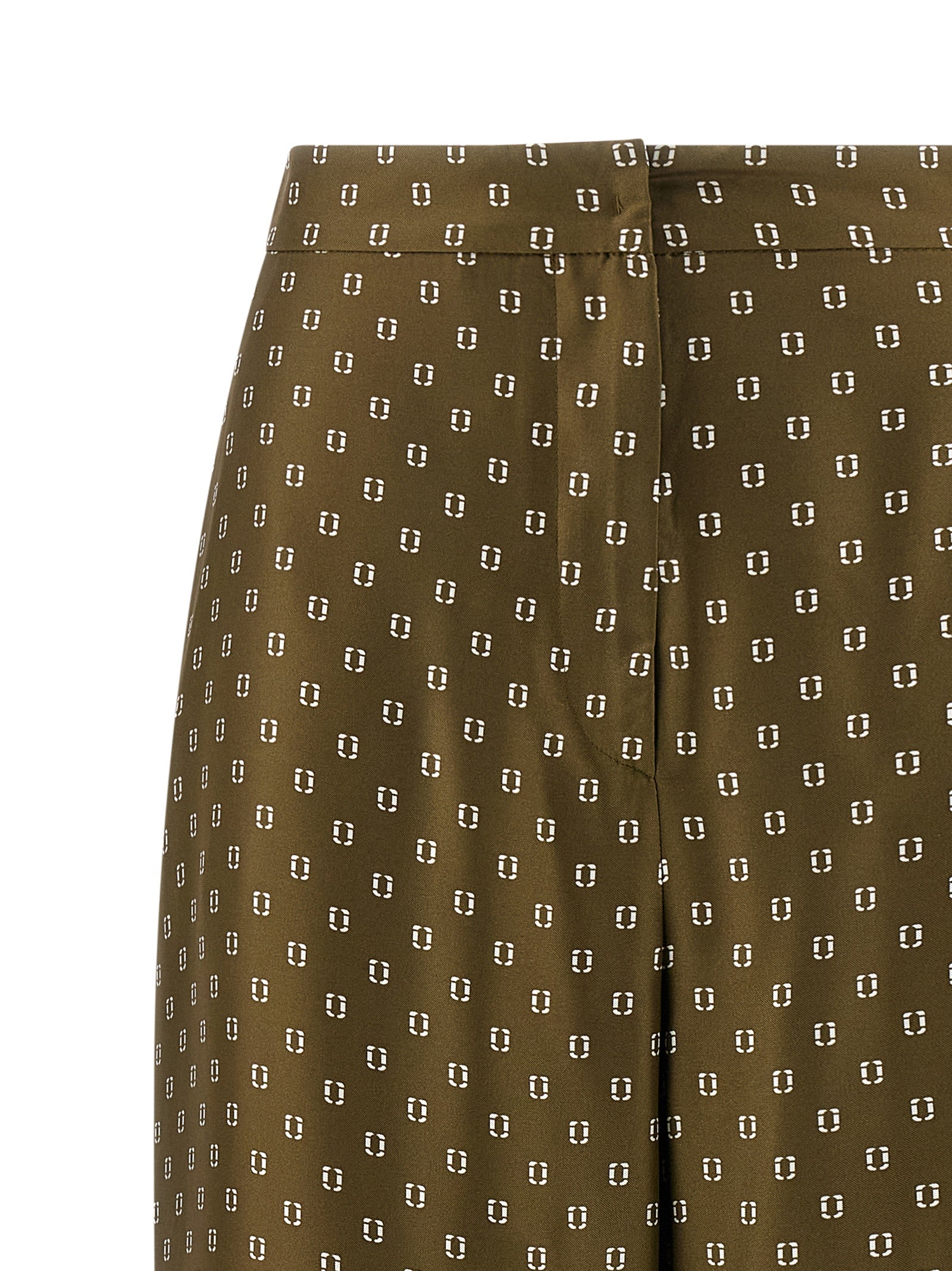 Casual Pants by Max Mara for women in silk twill bicolour, green & print features a polished silhouette with a polished straight-leg, wide & cropped, reaching a polished cropped and finished with a polished .