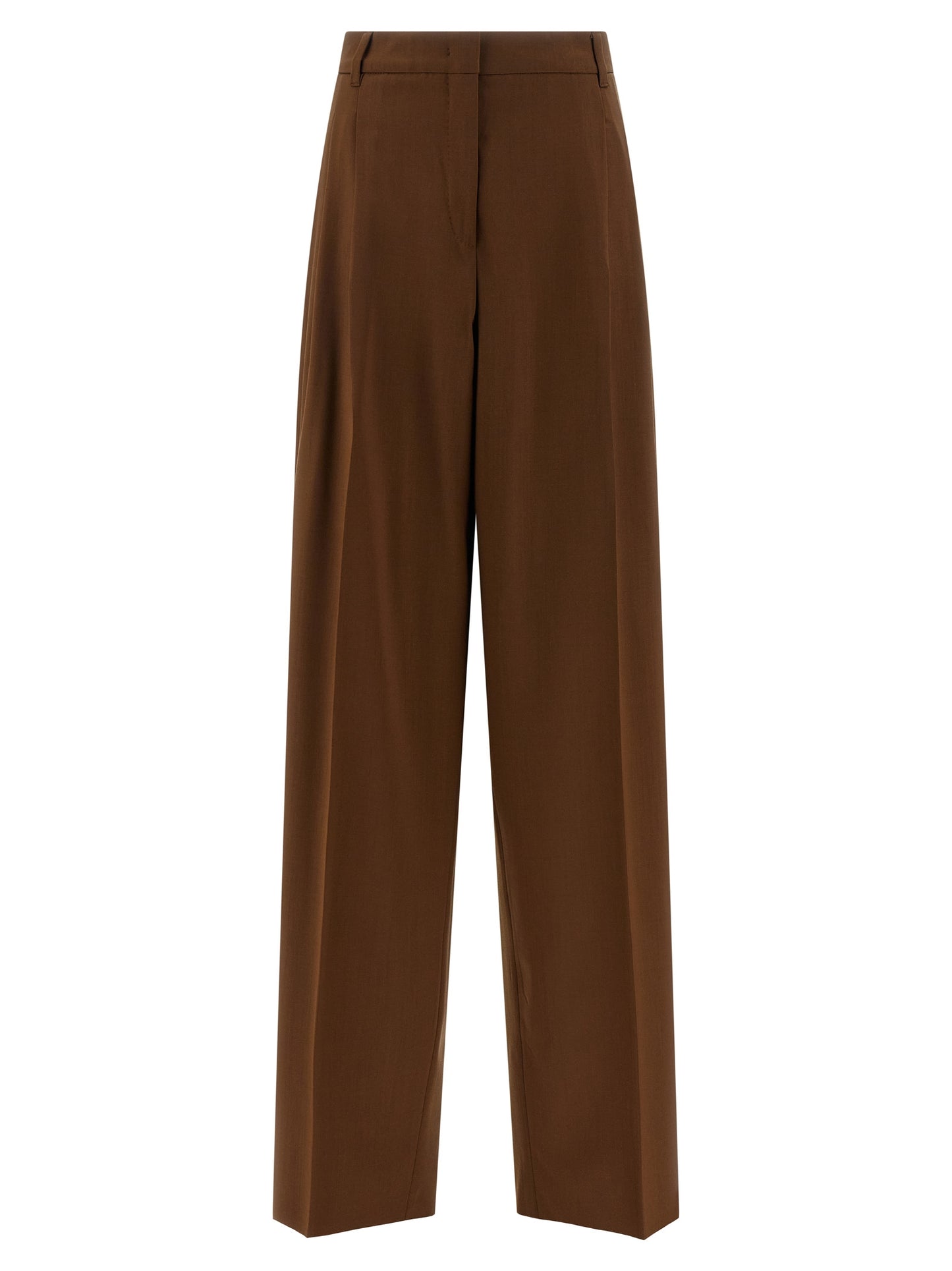Trousers by Max Mara for women in virgin wool brown features a tailored silhouette with a tailored straight-leg & wide, defined by its long and a sophisticated .