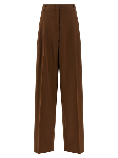 Trousers by Max Mara for women in virgin wool brown features a tailored silhouette with a tailored straight-leg & wide, defined by its long and a sophisticated .