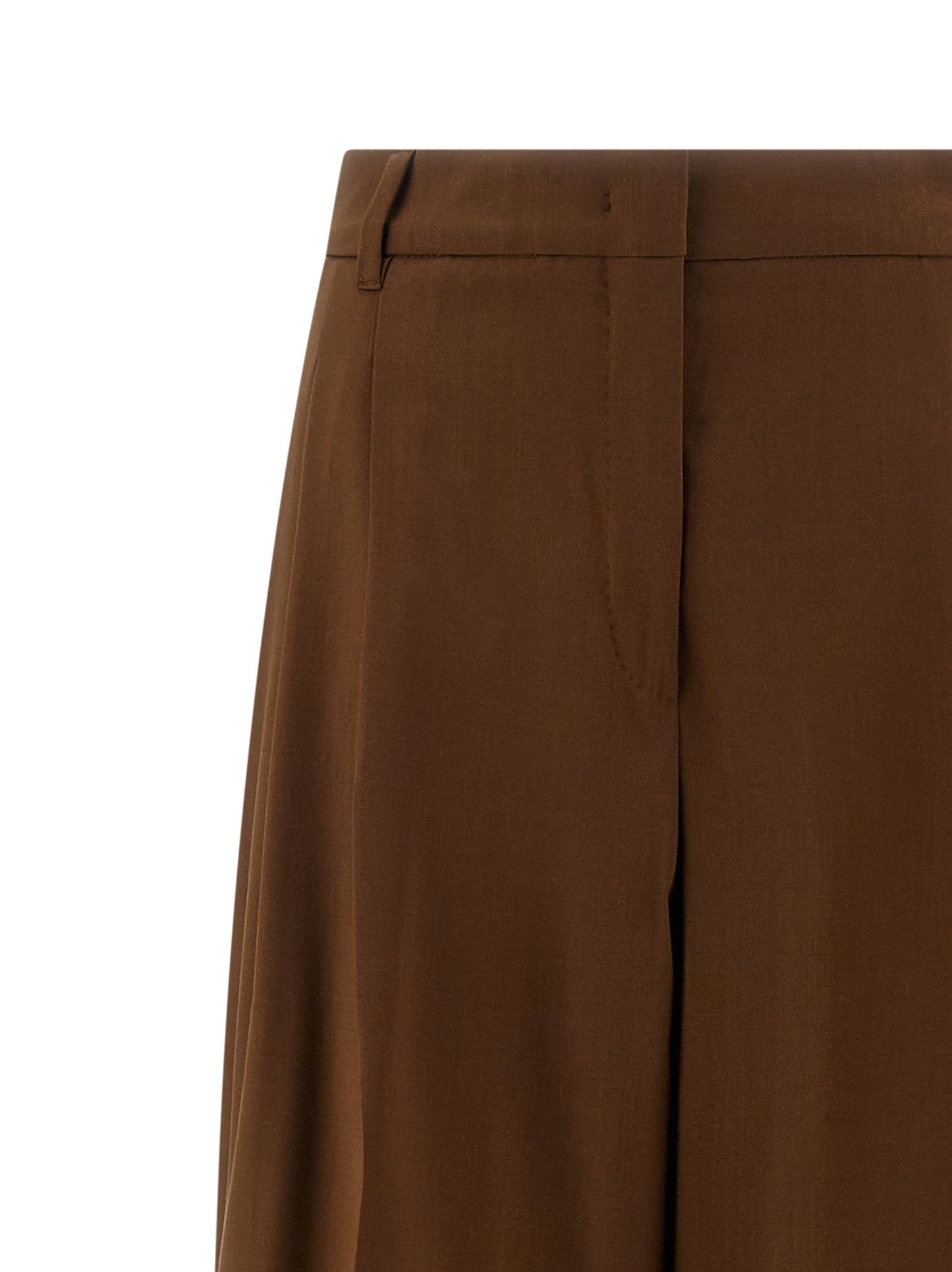 Trousers by Max Mara for women in virgin wool brown features a artisanal silhouette, showcasing a sophisticated straight-leg & wide with a long and for a artisanal finish.
