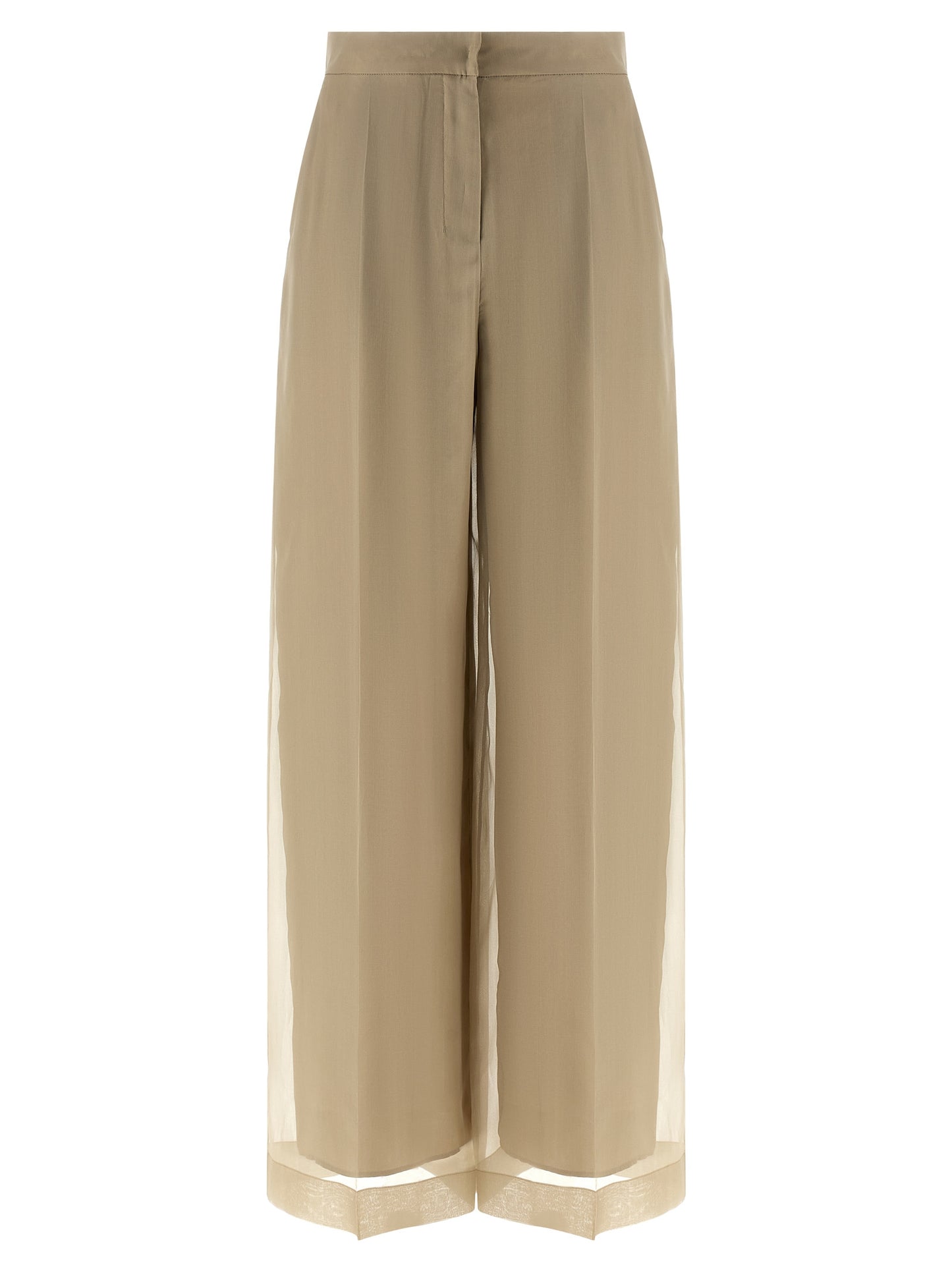 Casual Pants by Max Mara for women in silk beige features an refined tailoring silhouette, showcasing a premium straight-leg & wide with a and long cut for a refined tailoring look.