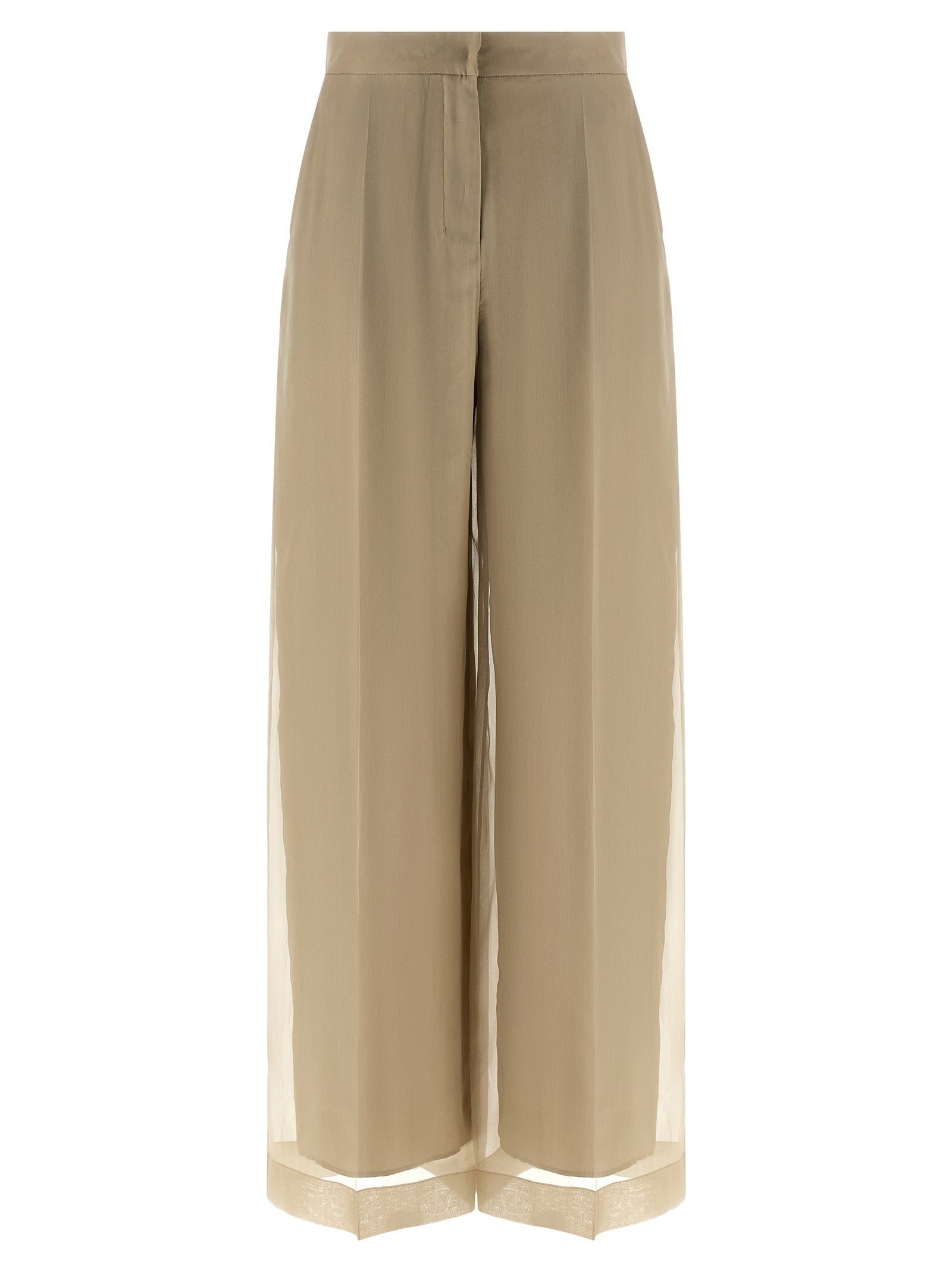 Casual Pants by Max Mara for women in silk beige features an refined tailoring silhouette, showcasing a premium straight-leg & wide with a and long cut for a refined tailoring look.