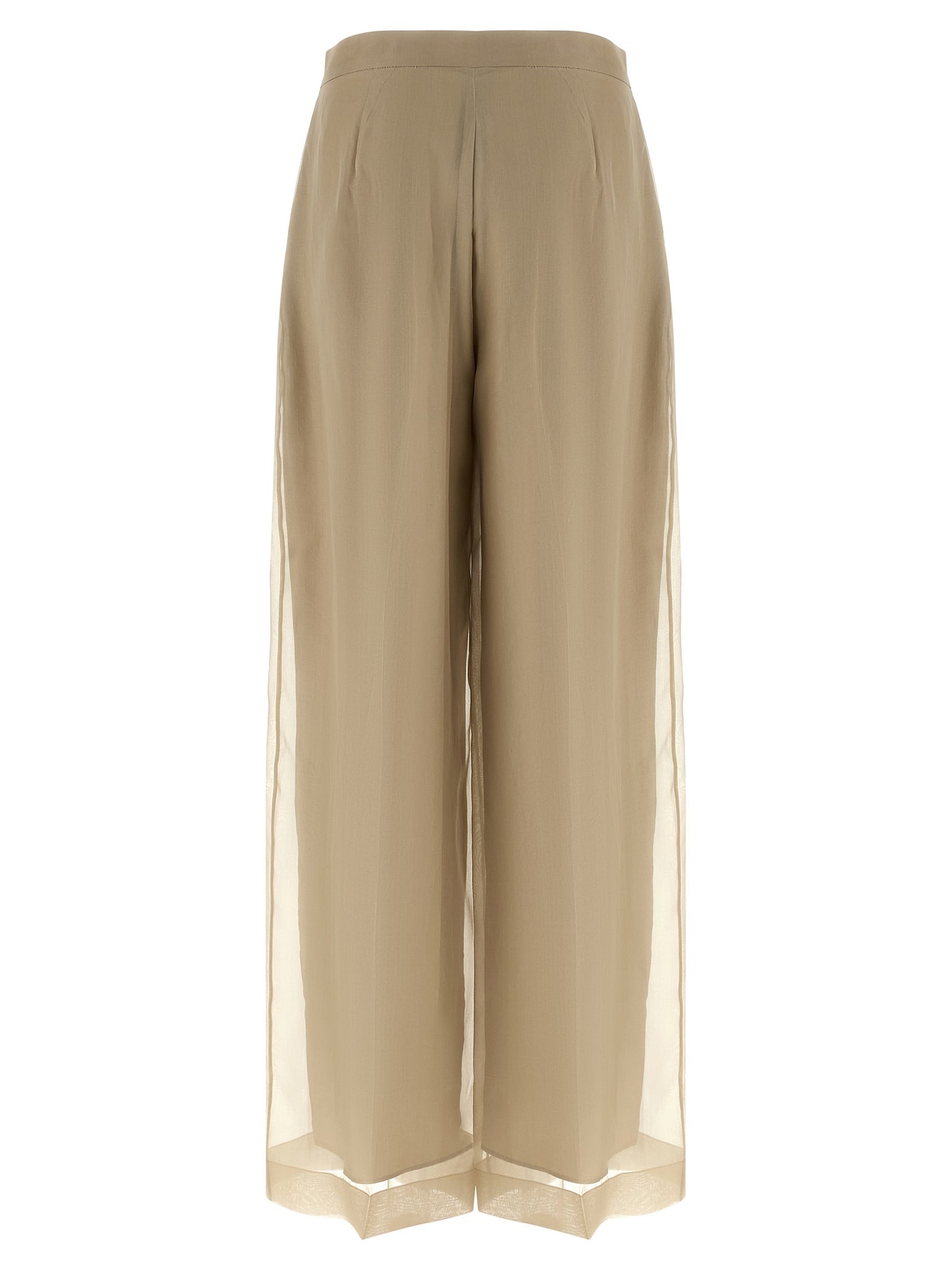 Casual Pants by Max Mara for women in silk beige features a polished silhouette with a polished straight-leg & wide, reaching a polished long and finished with a polished .