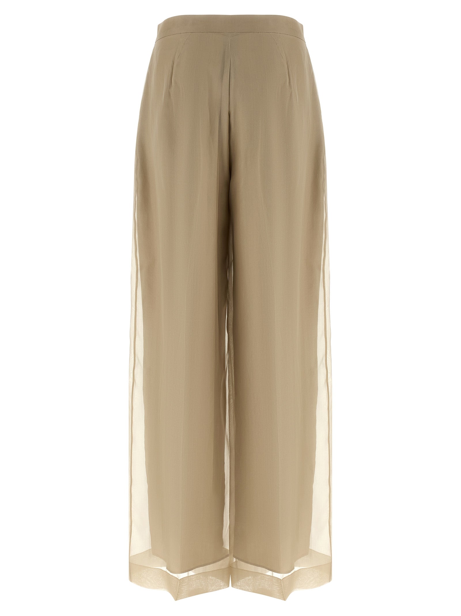 Casual Pants by Max Mara for women in silk beige features a polished silhouette with a polished straight-leg & wide, reaching a polished long and finished with a polished .