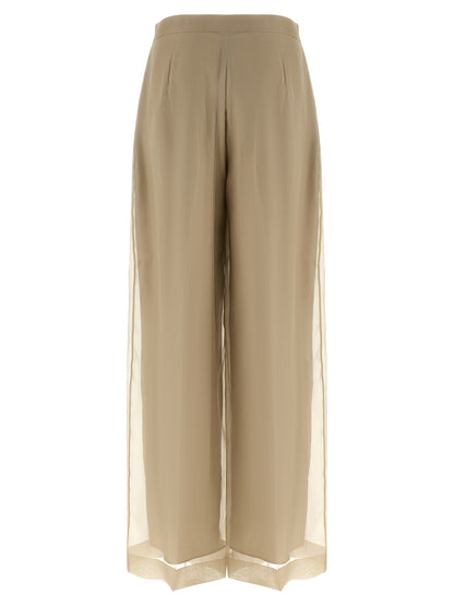 Casual Pants by Max Mara for women in silk beige features a polished silhouette with a polished straight-leg & wide, reaching a polished long and finished with a polished .