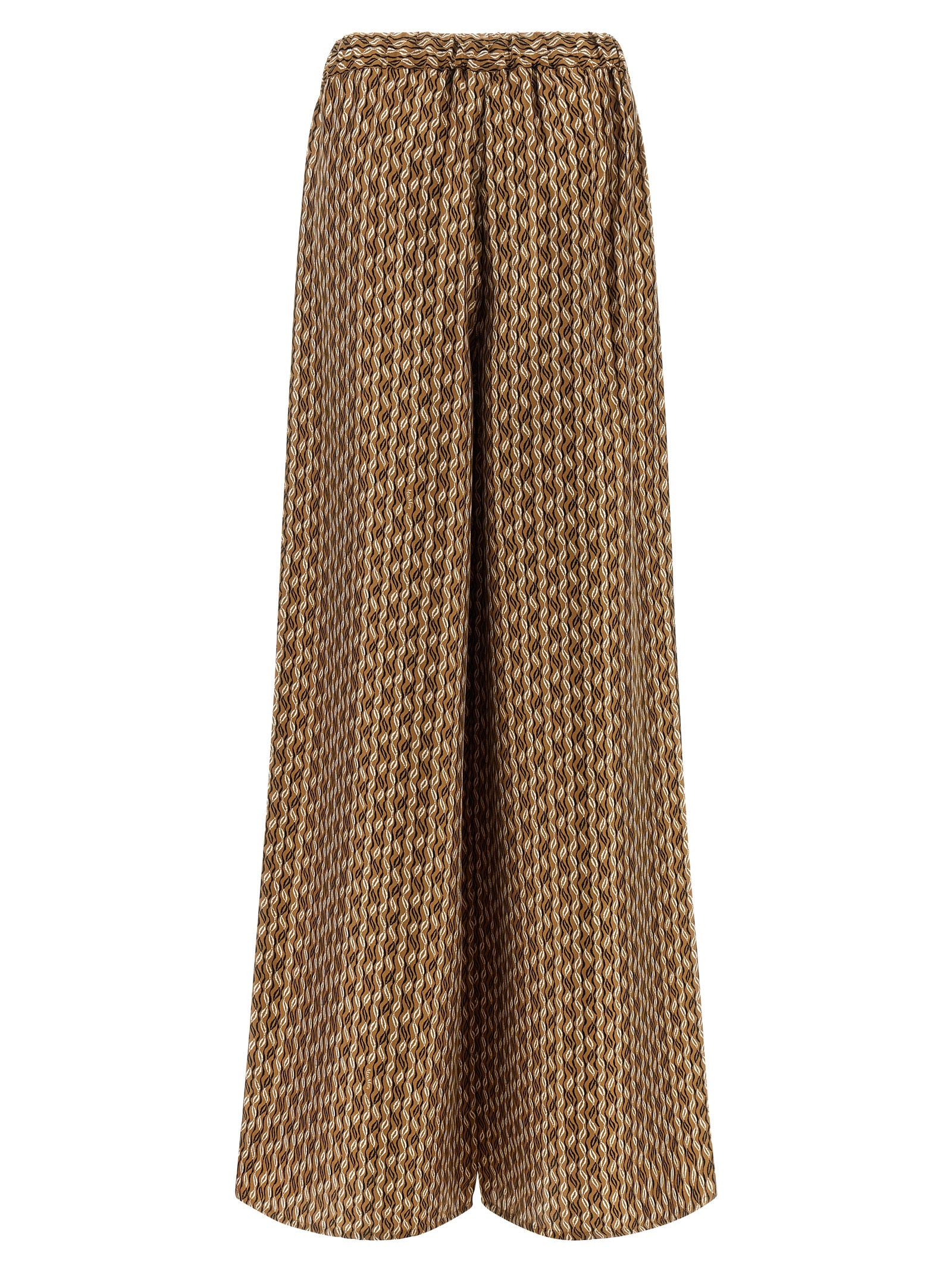 Casual Pants by Max Mara for women in silk twill brown, patterned & print features an refined tailoring silhouette, showcasing a premium straight-leg & wide with a high rise and long cut for a refined tailoring look.